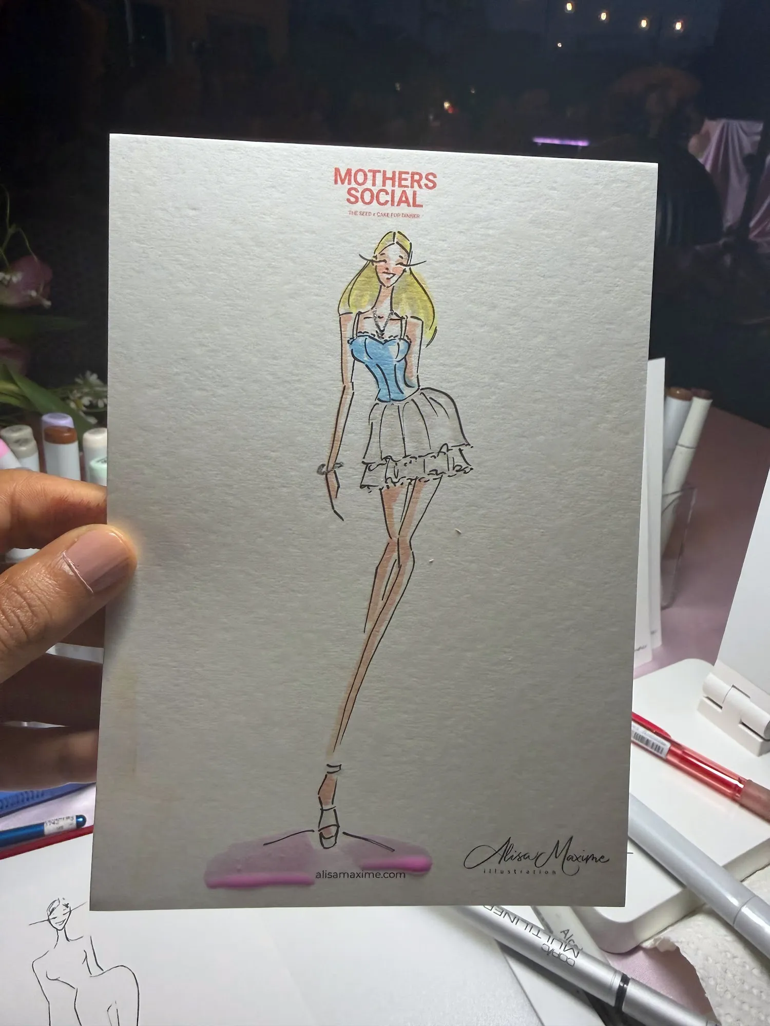 Live fashion sketch 8 from Mother's Day Social at The Seed Coffee House, Fort Lauderdale
