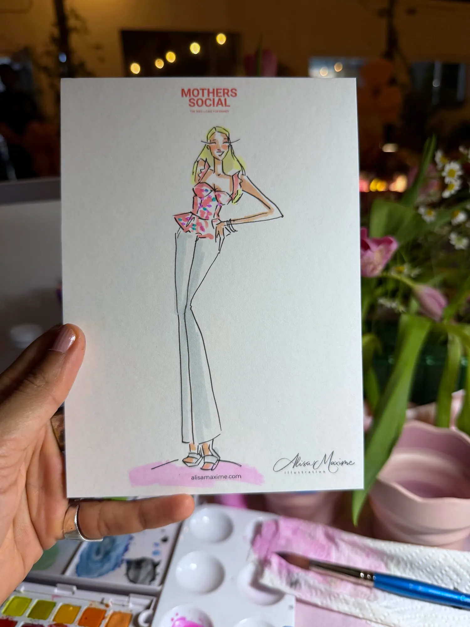 Live fashion sketch 14 from Mother's Day Social at The Seed Coffee House, Fort Lauderdale