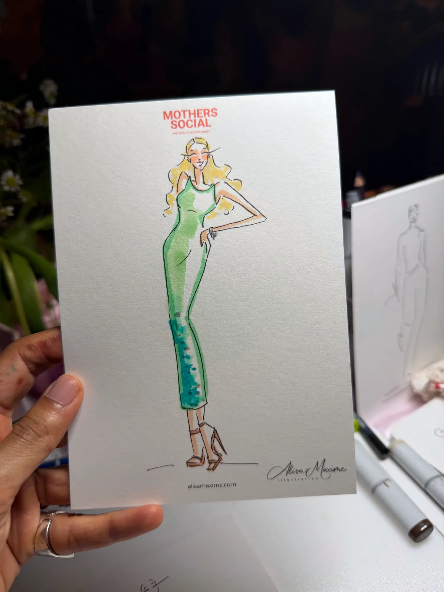 Live fashion sketch 11 from Mother's Day Social at The Seed Coffee House, Fort Lauderdale