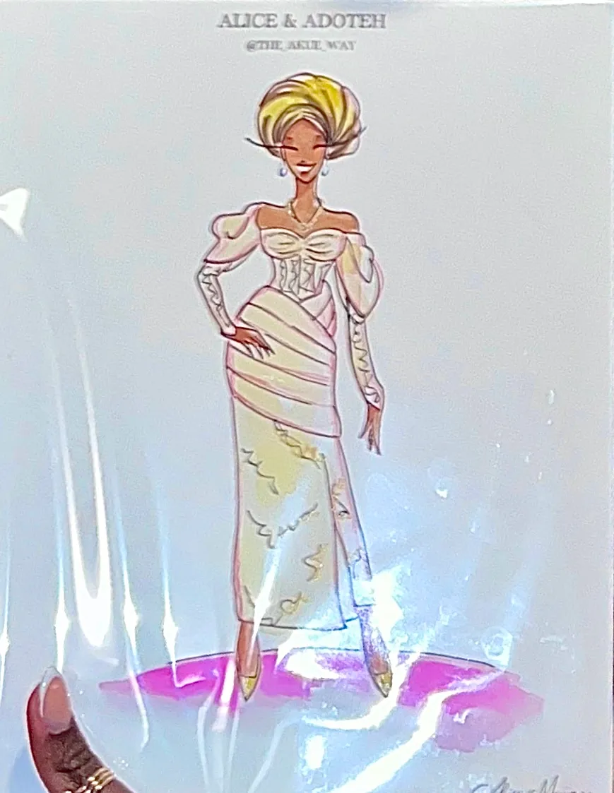 A fashion sketch drawn at Hilton Americas-Houston