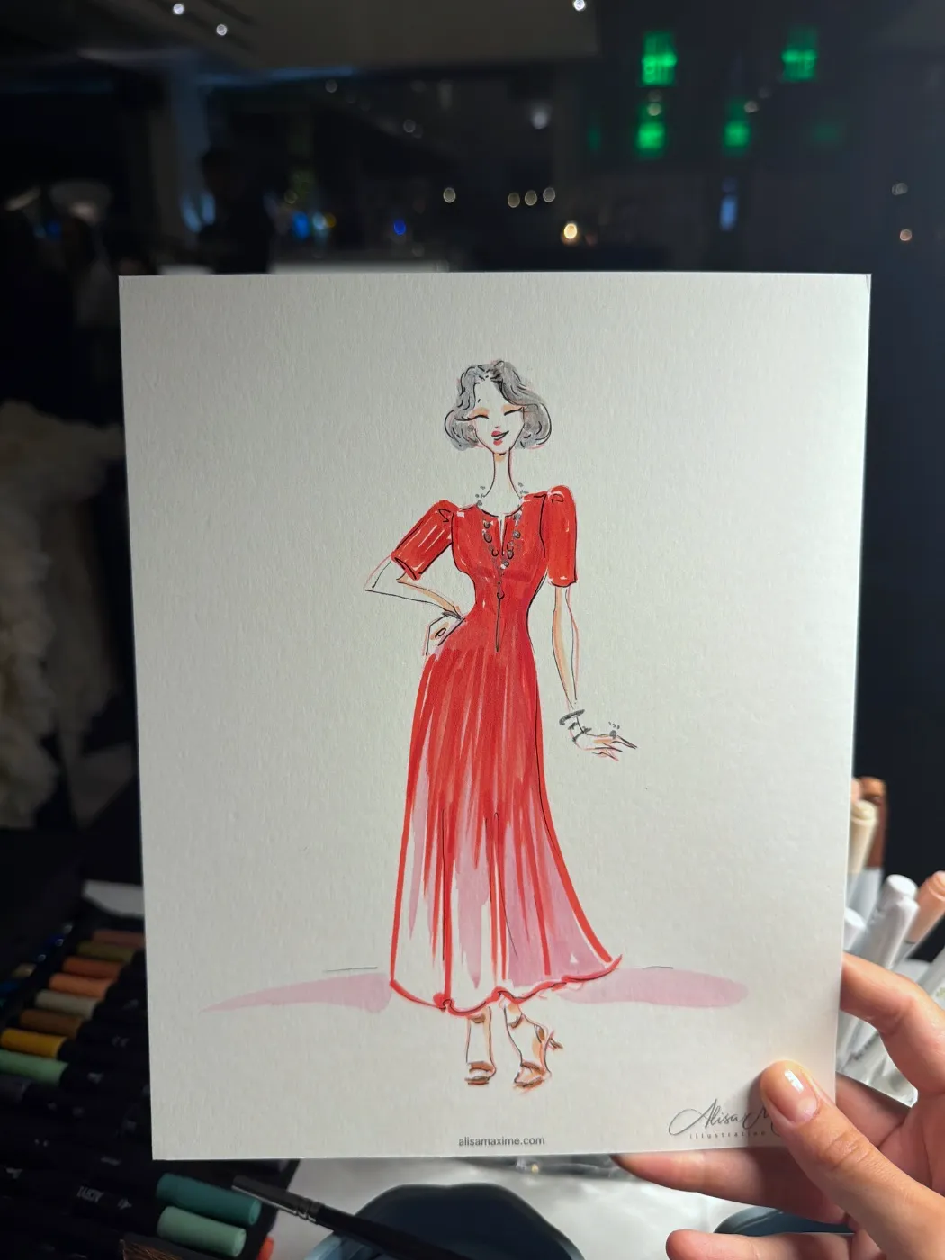 Live fashion sketch 11 from 70th Birthday Celebration at Mr Chow, Beverly Hills