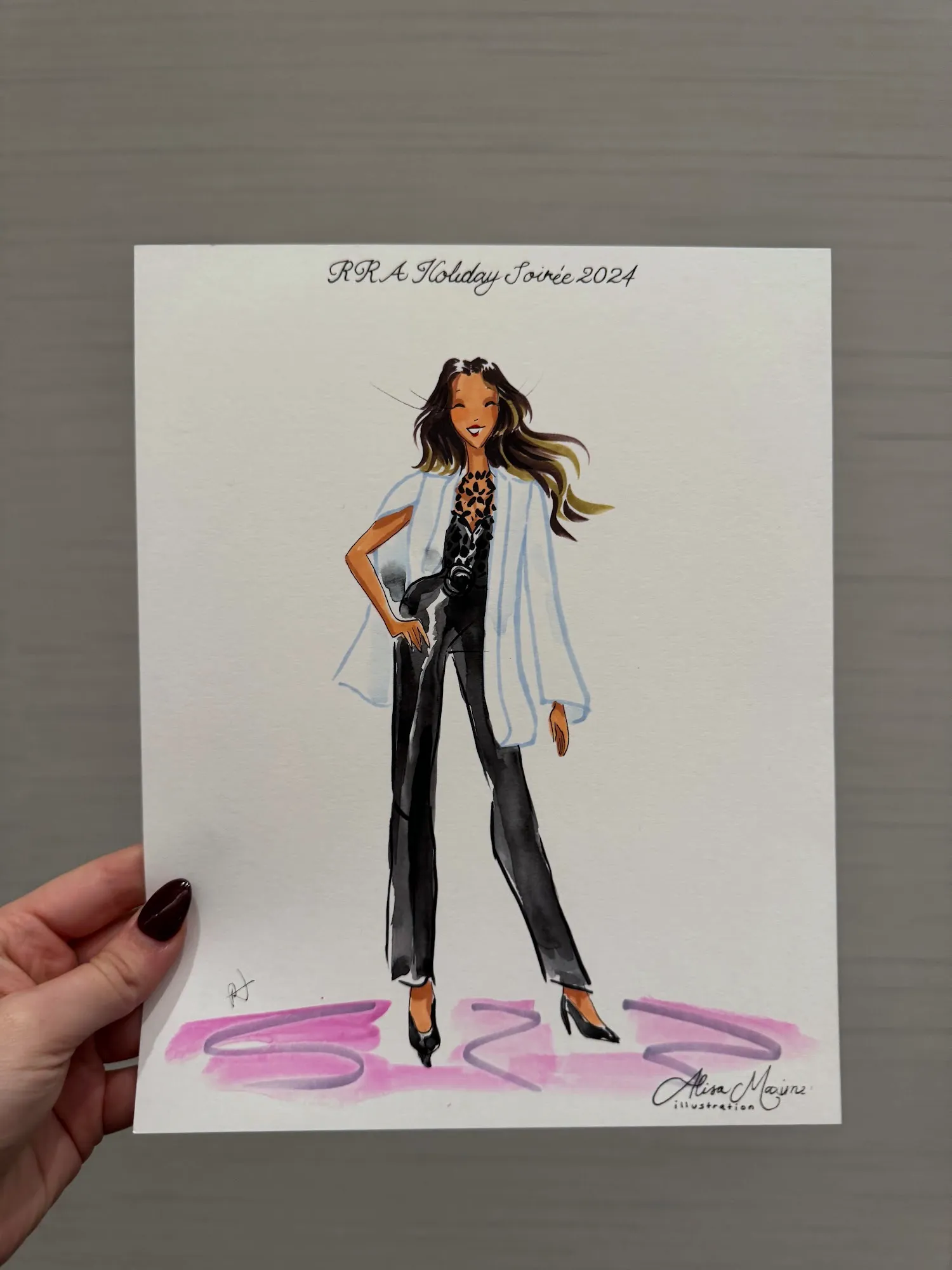 Live fashion sketch 4 from Dallas Holiday Party at JW Marriott Arts District