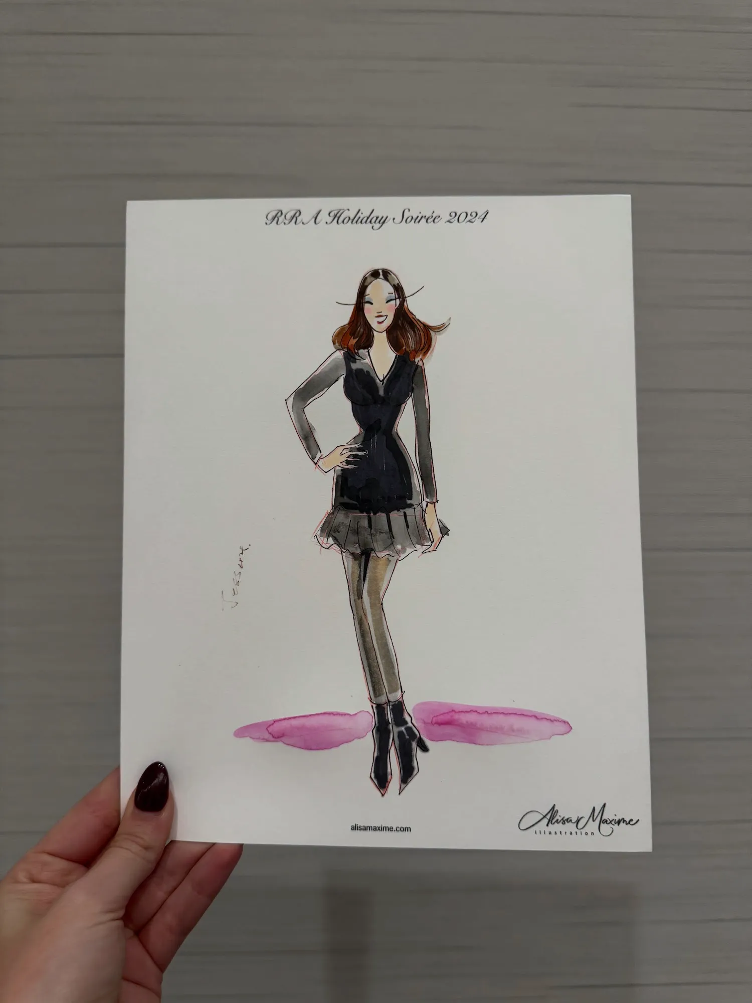 Live fashion sketch 12 from Dallas Holiday Party at JW Marriott Arts District