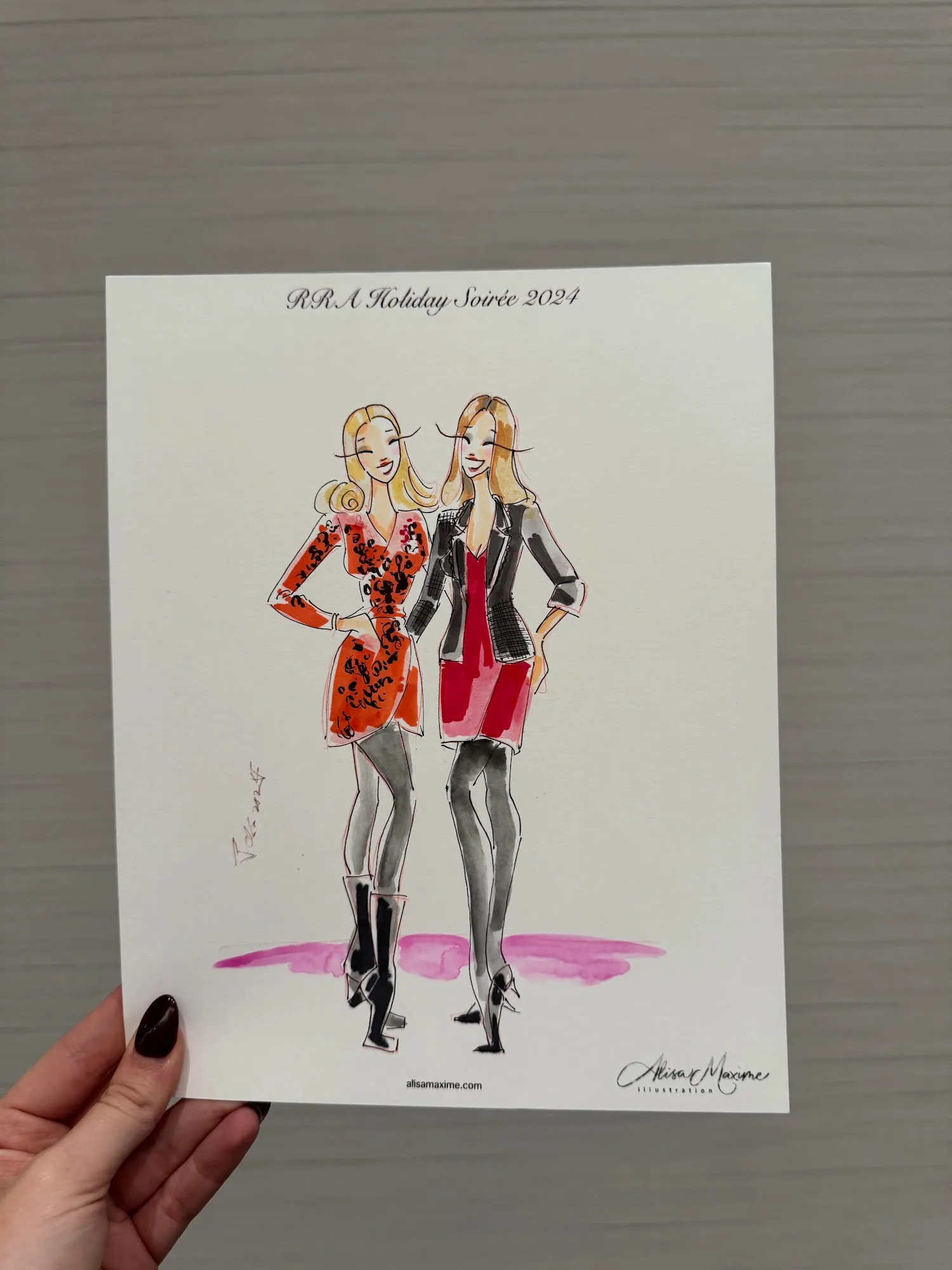 Live fashion sketch 9 from Dallas Holiday Party at JW Marriott Arts District
