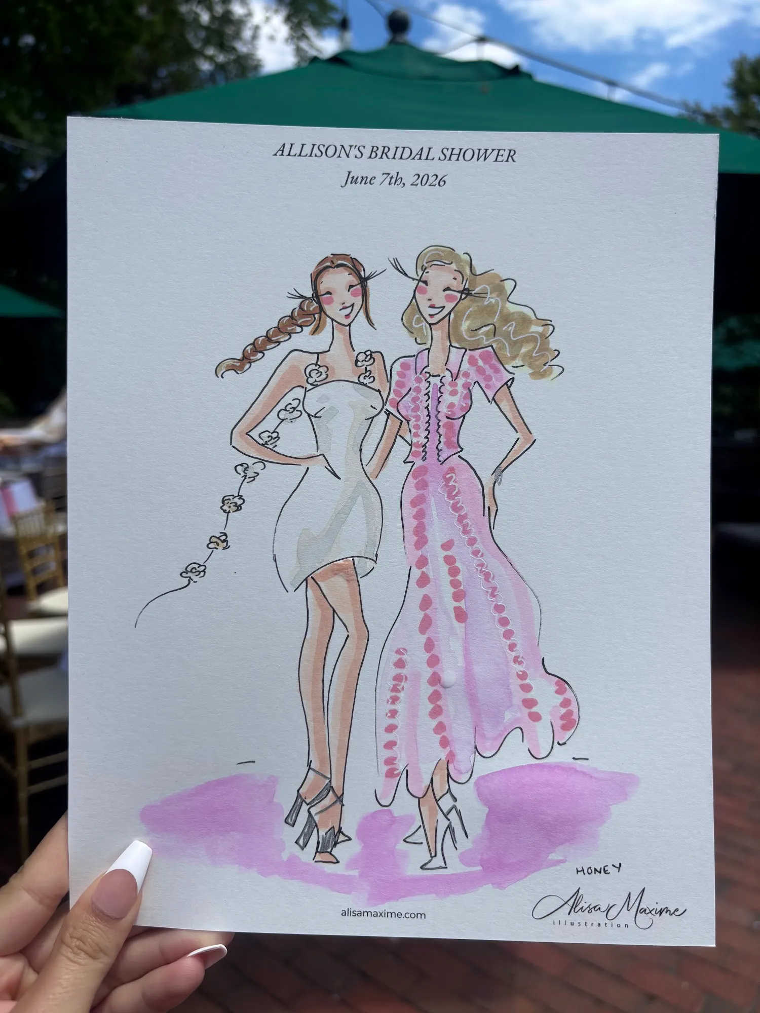 Live sketch from Bridal Shower Celebration at Mill River Club, New York