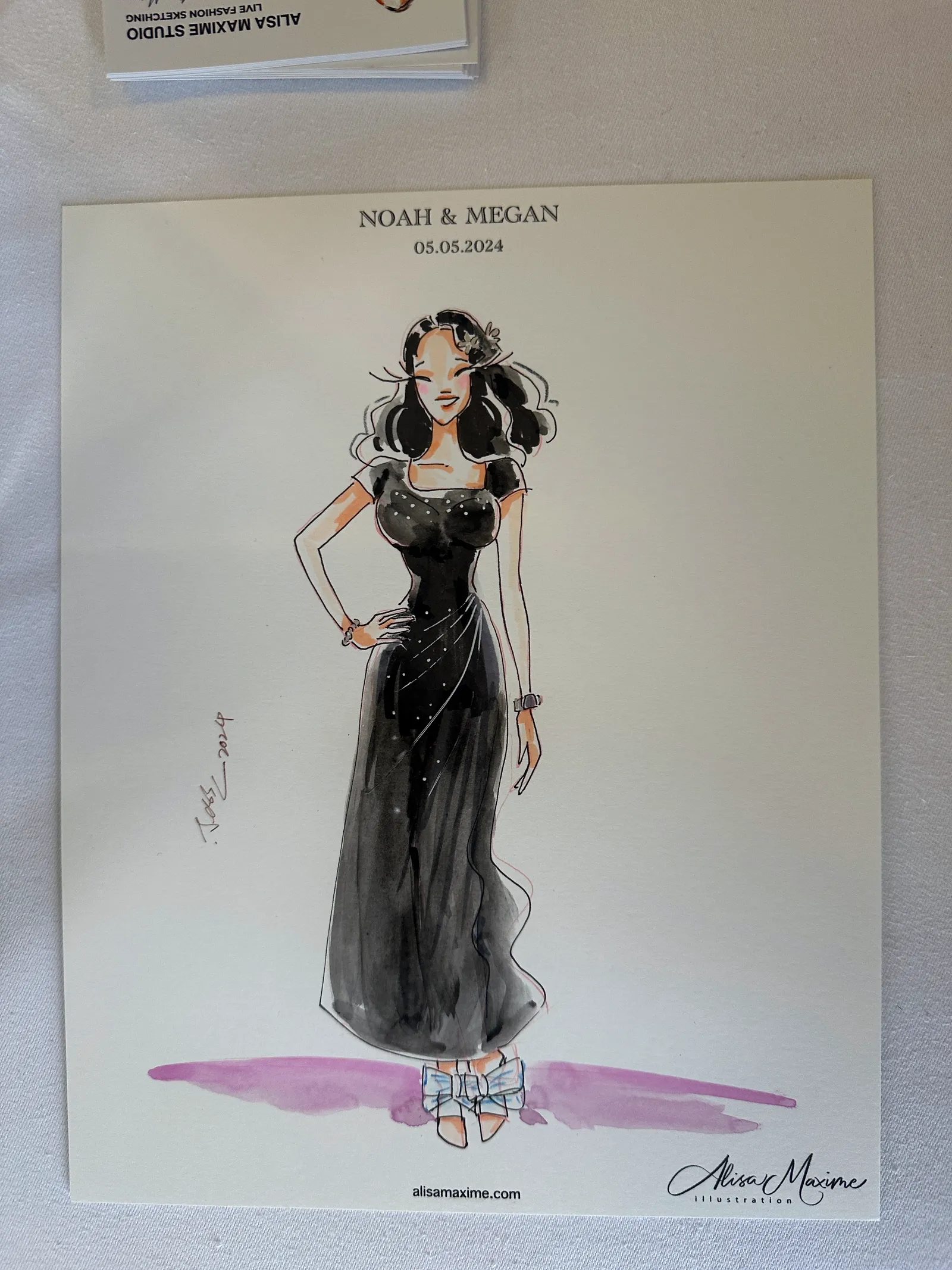 Live fashion sketch 5 from Elegant Wedding Celebration at The Adolphus Hotel, Dallas