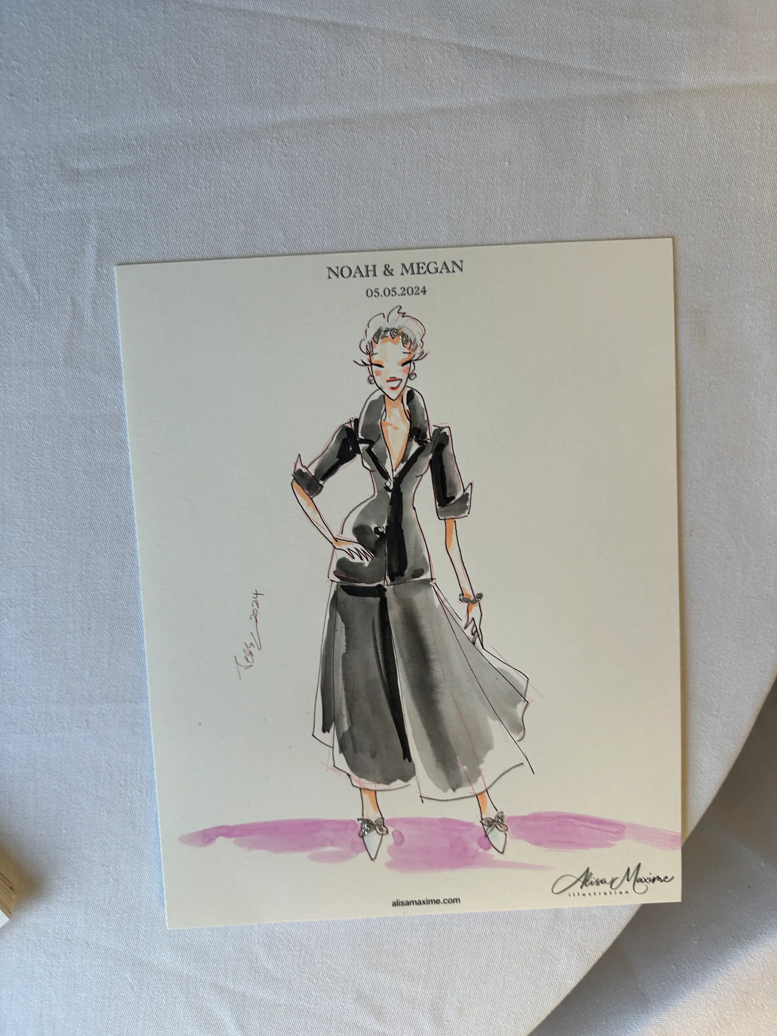 Live fashion sketch 2 from Elegant Wedding Celebration at The Adolphus Hotel, Dallas