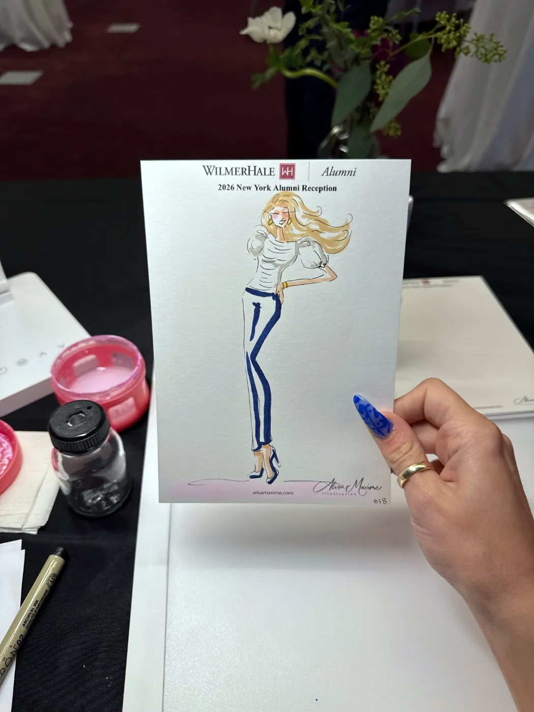 Live fashion sketch 16 from WilmerHale Client Appreciation Evening at 7 World Trade Center, New York