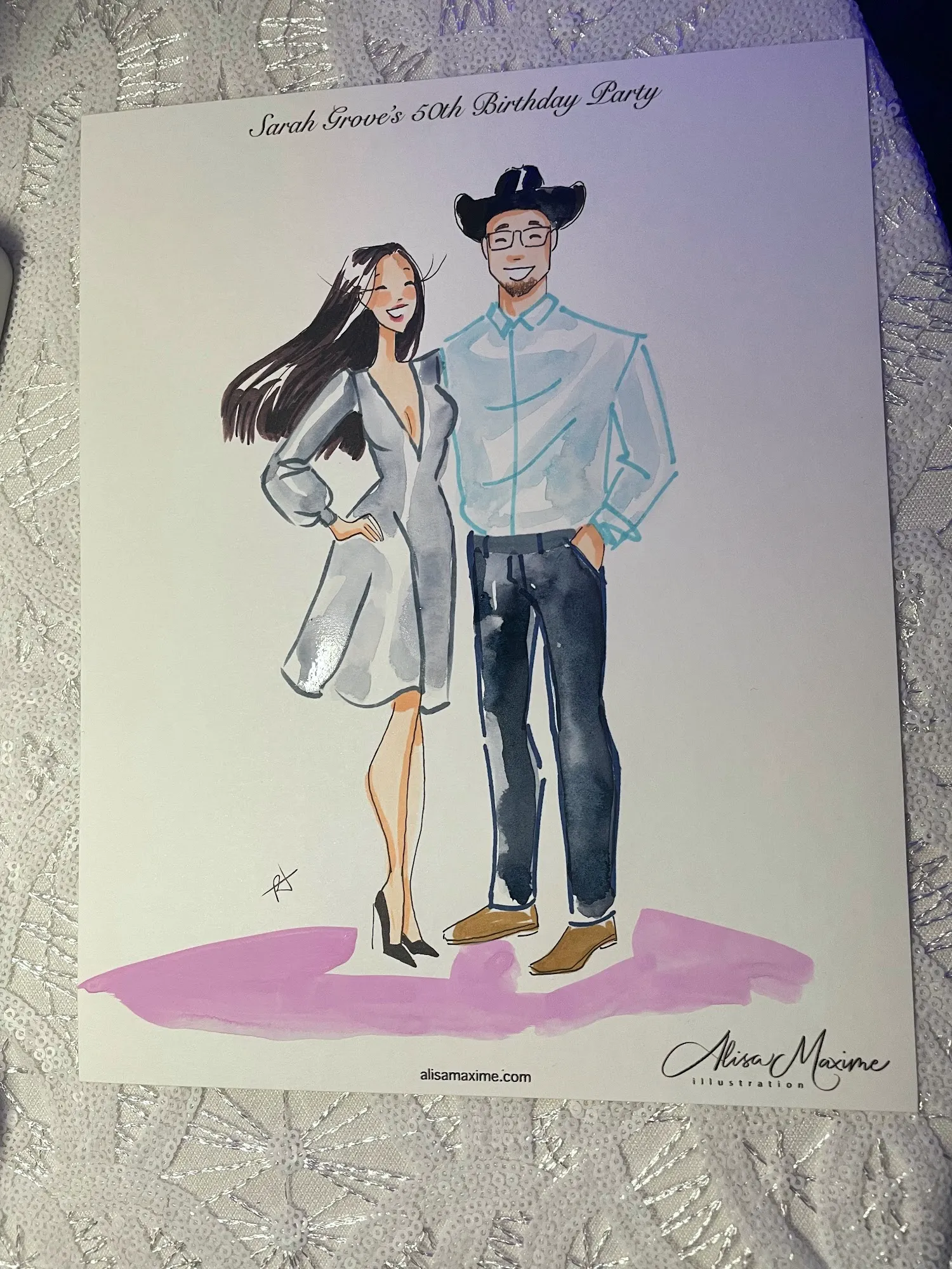 A fashion sketch drawn at Dallas Petroleum Club