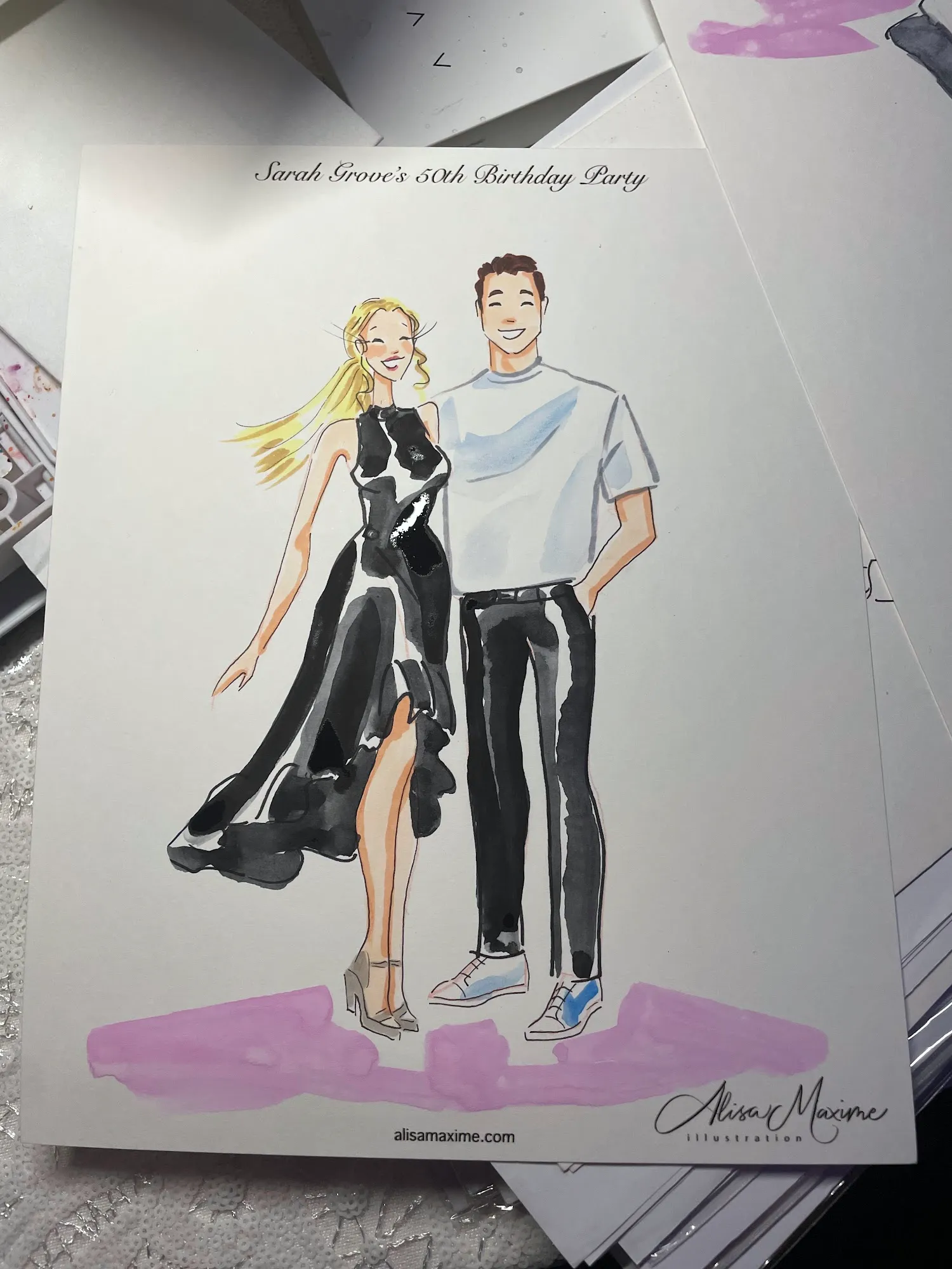 Live fashion sketch 4 from Surprise 50th Birthday Celebration at Dallas Petroleum Club