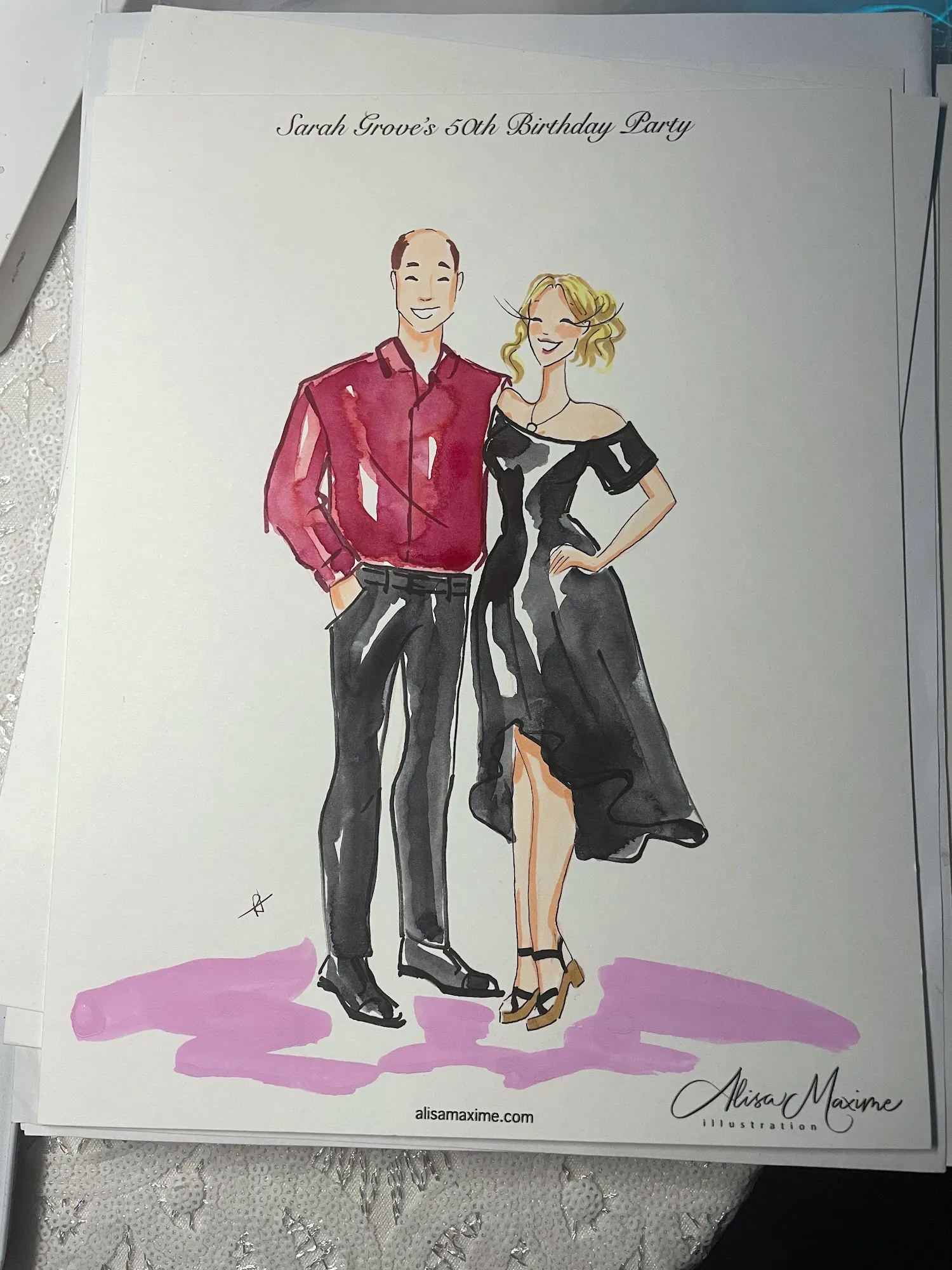 Live fashion sketch 2 from Surprise 50th Birthday Celebration at Dallas Petroleum Club
