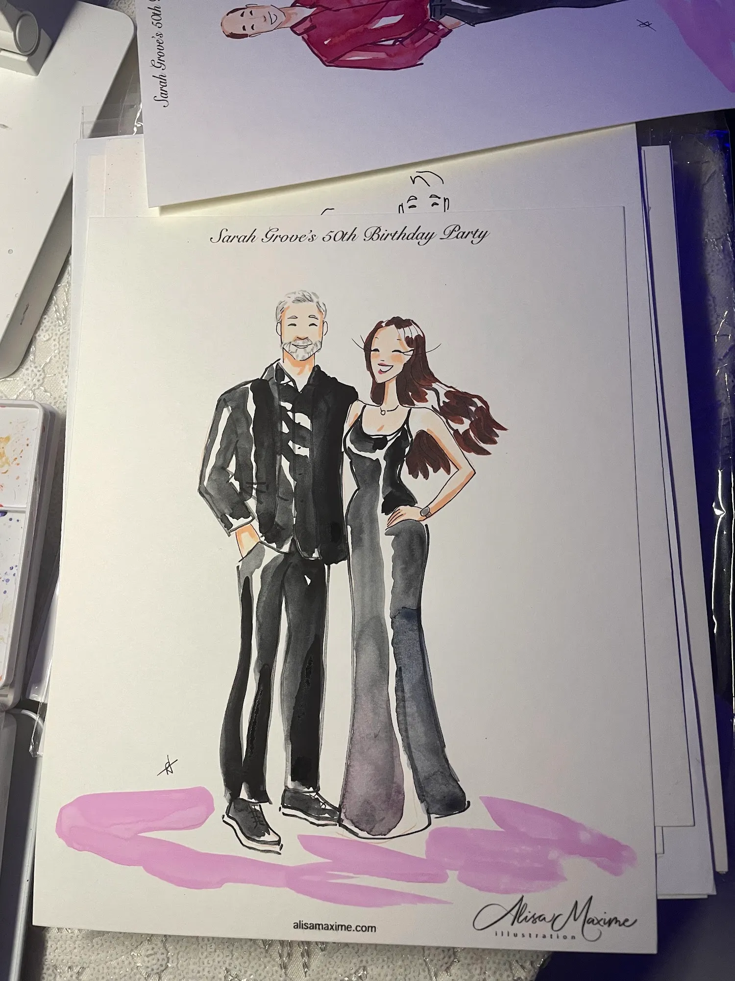 Live fashion sketch 3 from Surprise 50th Birthday Celebration at Dallas Petroleum Club