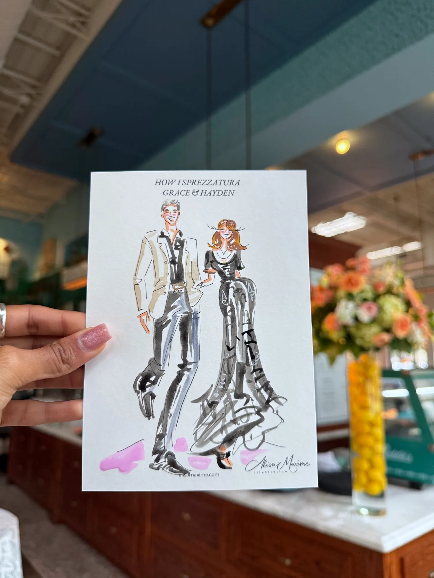 Live fashion sketch 16 from Fair Reception at Saddle's, Dallas