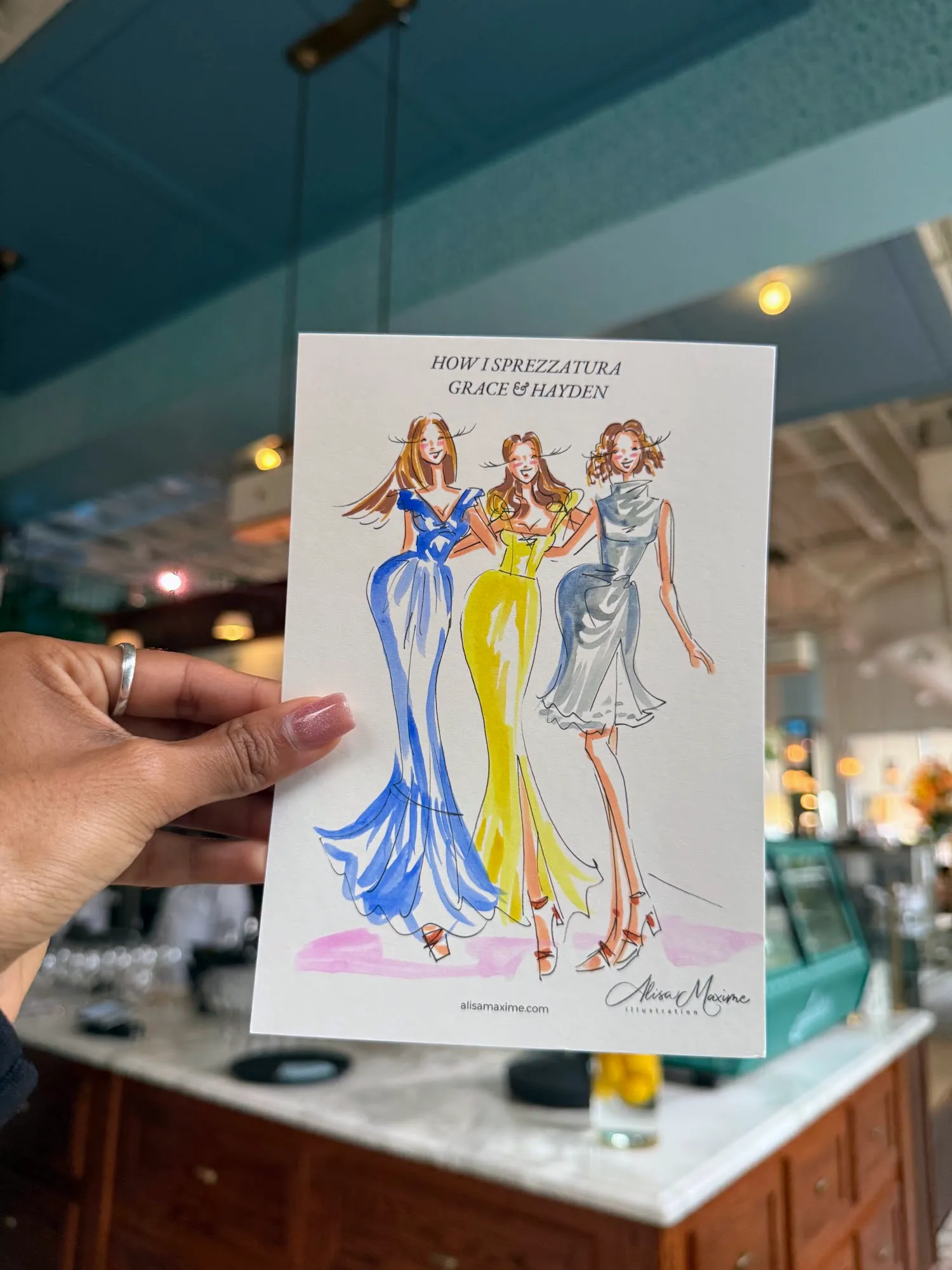 Live fashion sketch 9 from Fair Reception at Saddle's, Dallas