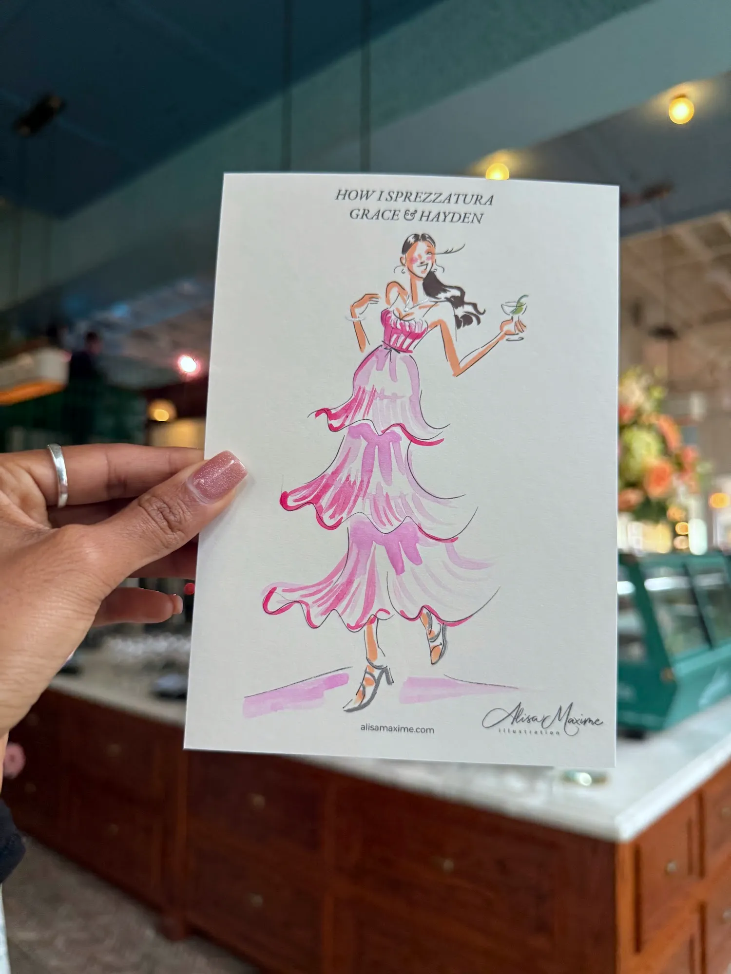 Live fashion sketch 11 from Fair Reception at Saddle's, Dallas