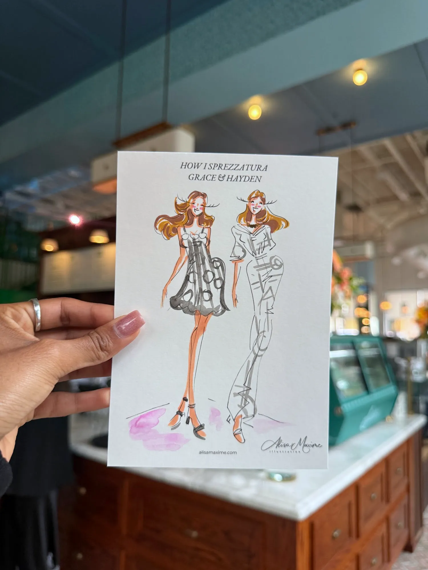 Live fashion sketch 6 from Fair Reception at Saddle's, Dallas