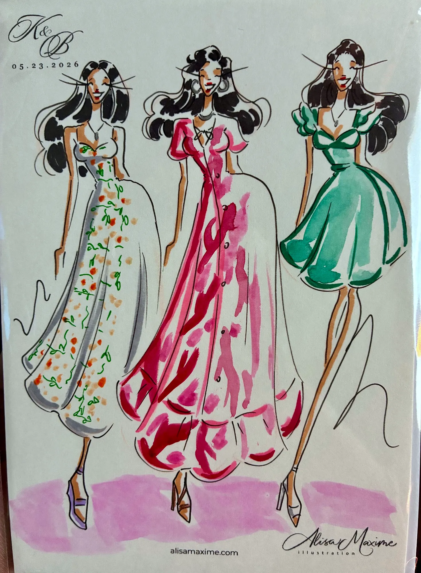 Live fashion sketch 7 from Wedding at The Red Berry Estate, San Antonio
