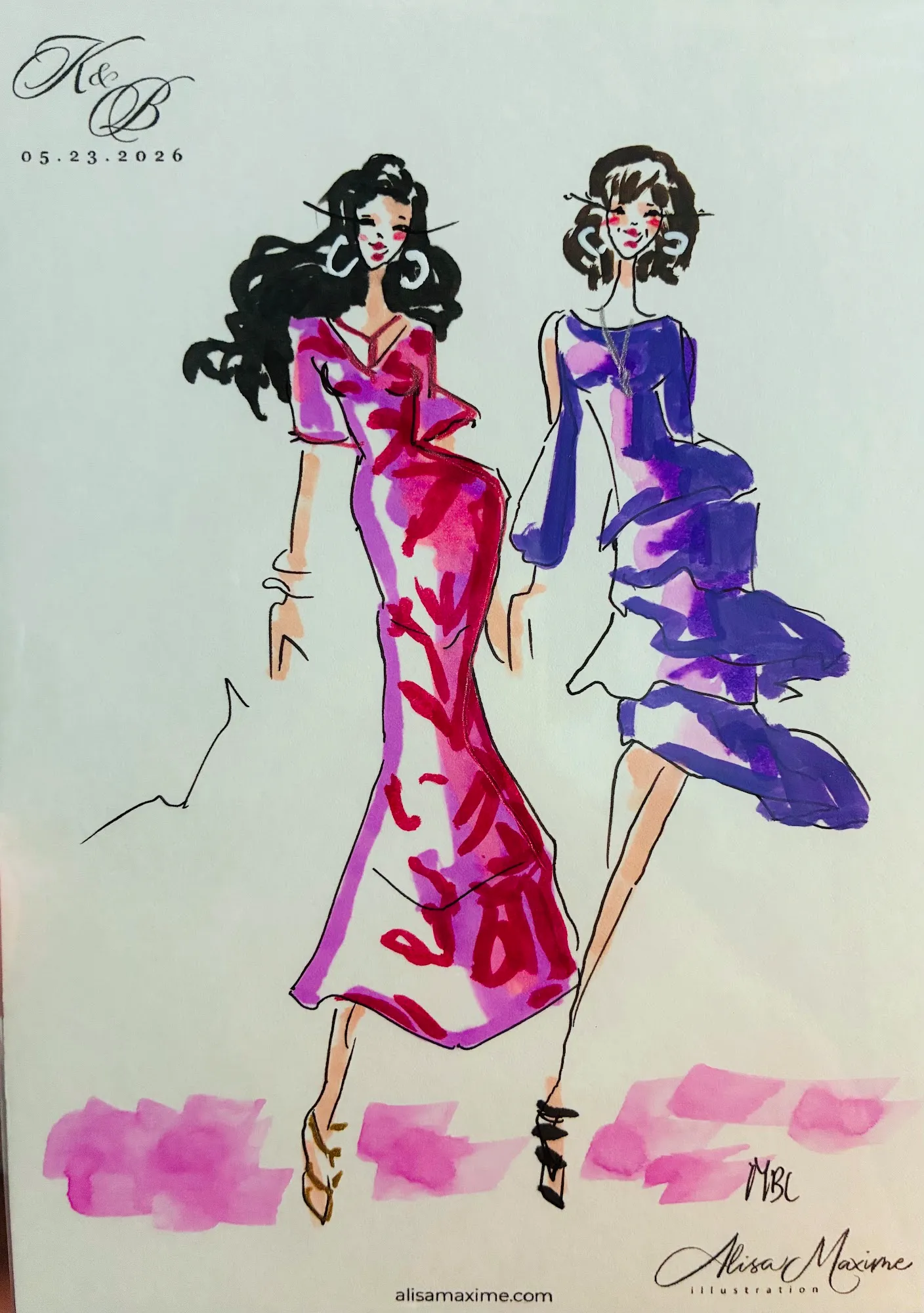 Live fashion sketch 8 from Wedding at The Red Berry Estate, San Antonio