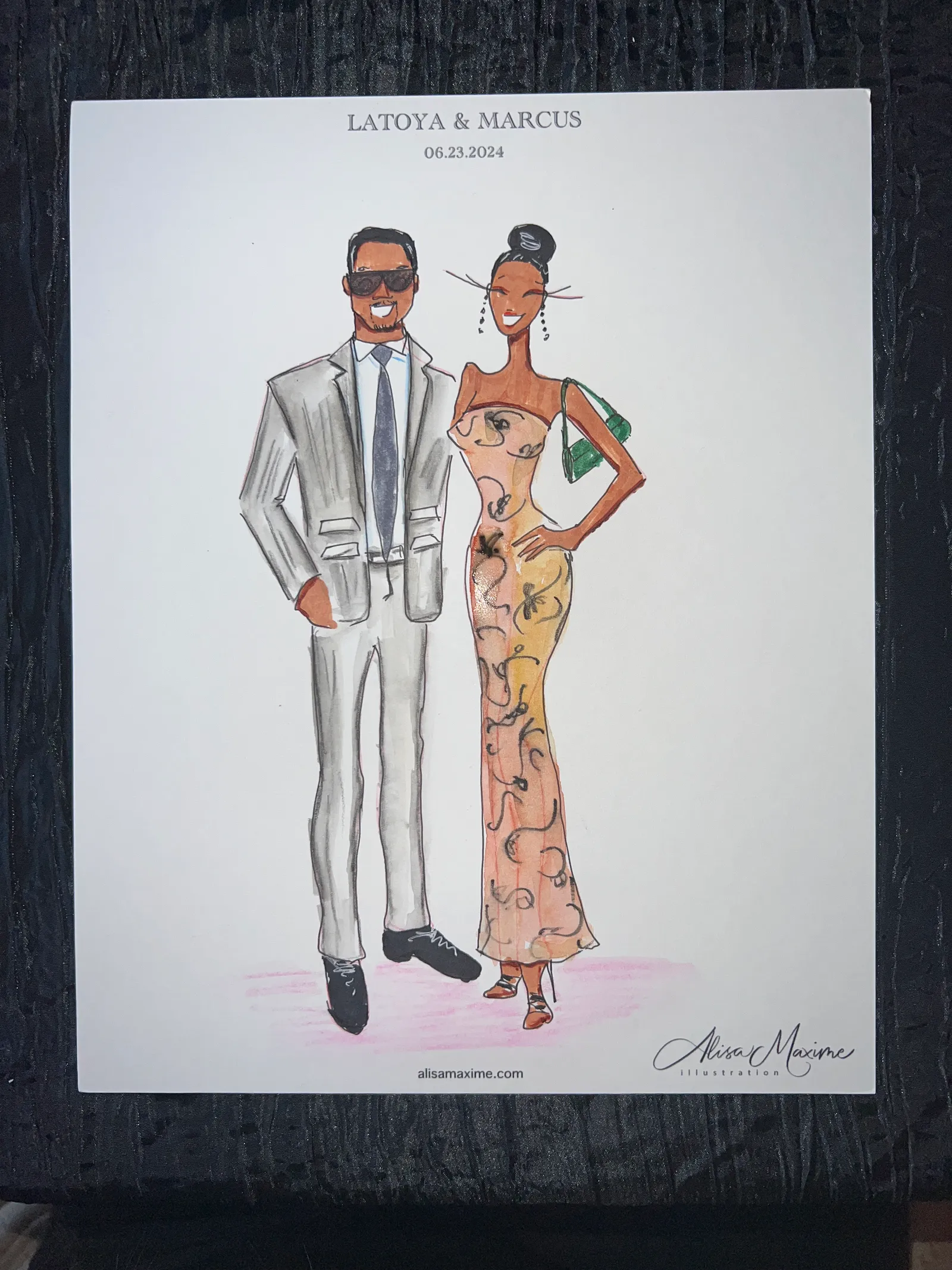 Live fashion sketch 2 from Latoya Brown Wedding Celebration at Ashton Gardens, Houston
