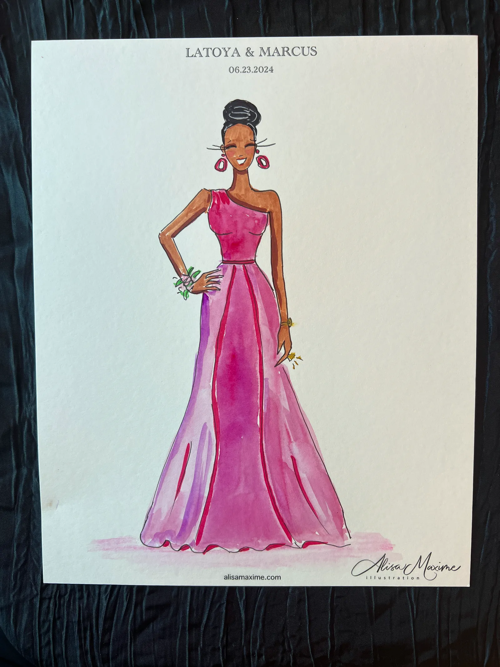 Live fashion sketch 14 from Latoya Brown Wedding Celebration at Ashton Gardens, Houston