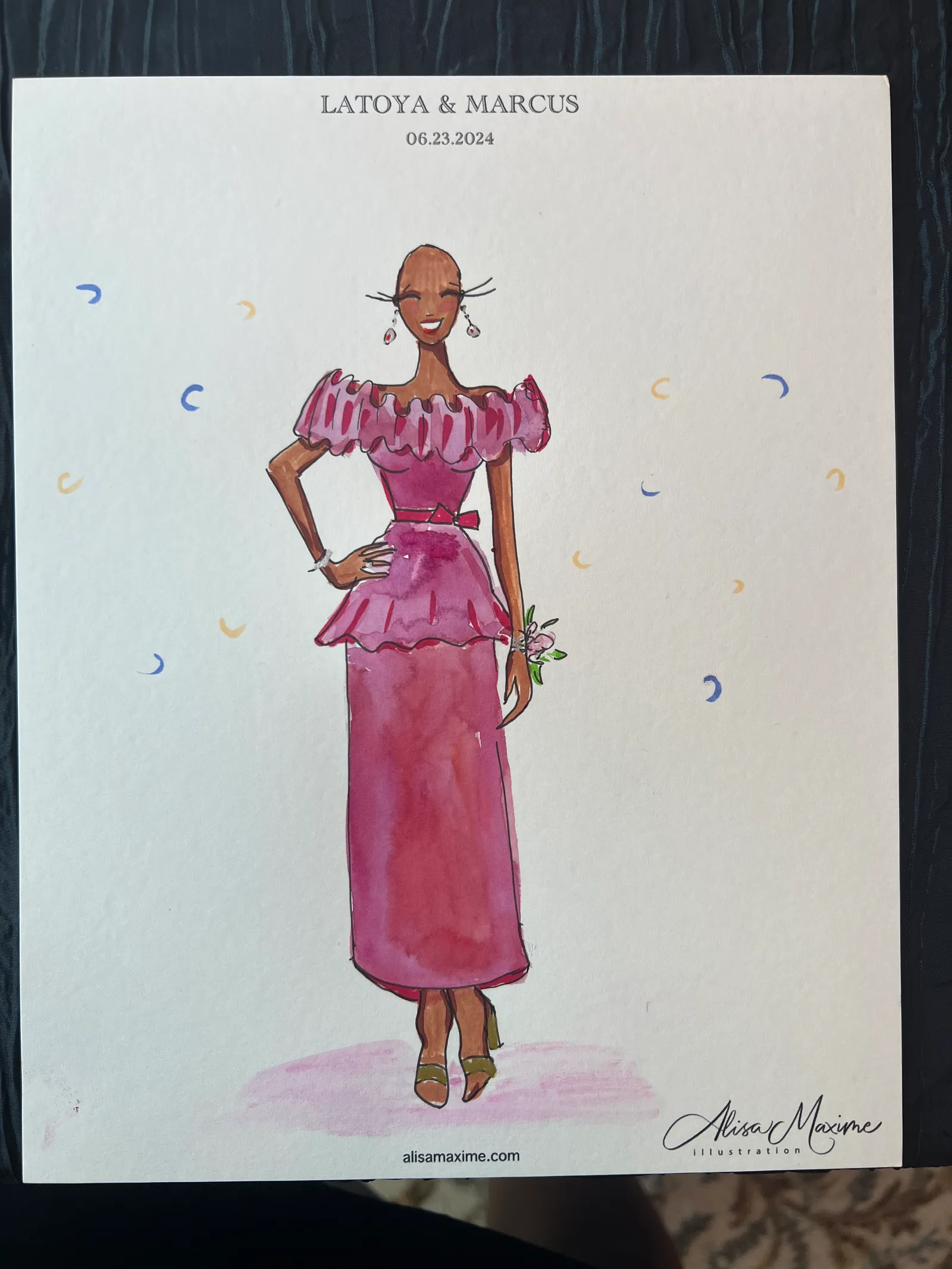 Live sketch from Latoya Brown Wedding Celebration at Ashton Gardens, Houston