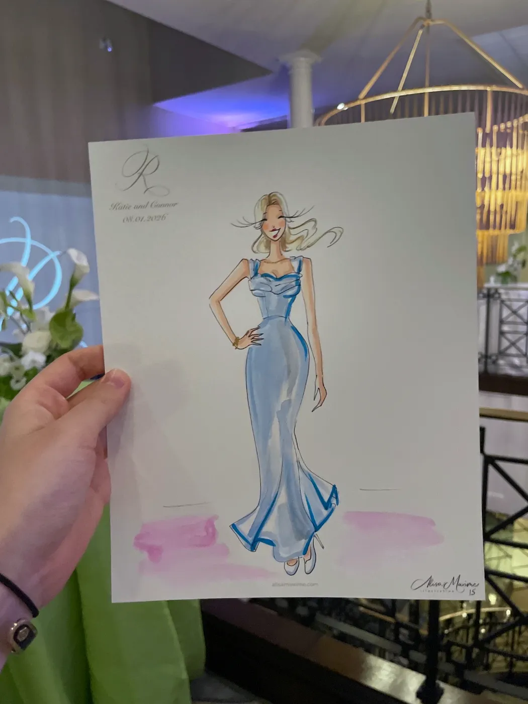 Live fashion sketch 15 from Wedding at River Crest Country Club, Fort Worth