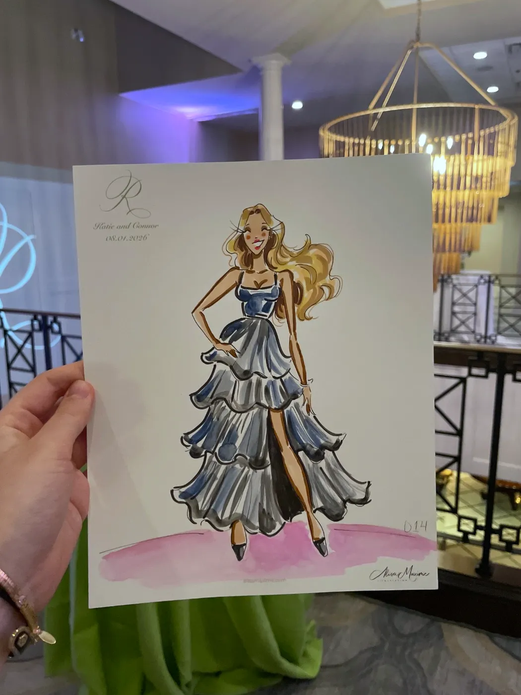 Live fashion sketch 14 from Wedding at River Crest Country Club, Fort Worth