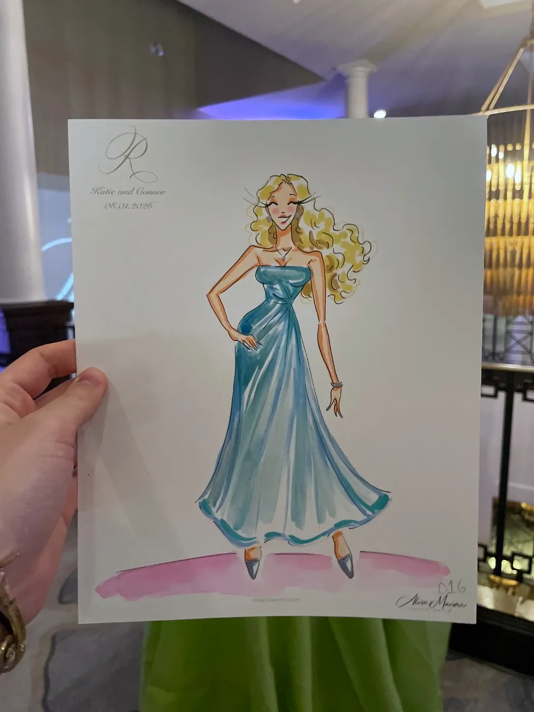 Live fashion sketch 16 from Wedding at River Crest Country Club, Fort Worth