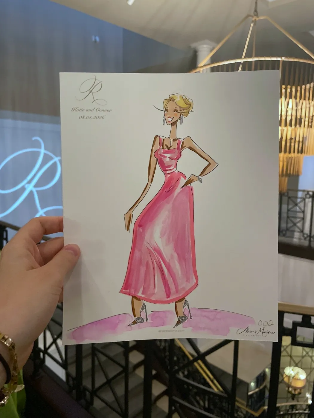 Live fashion sketch 3 from Wedding at River Crest Country Club, Fort Worth