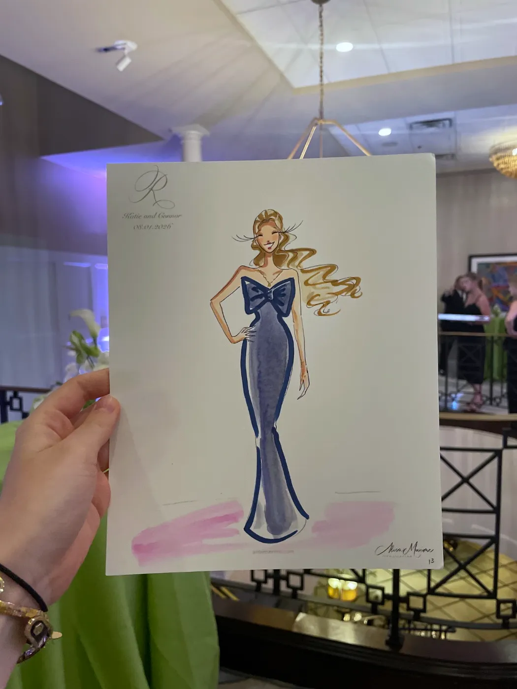 Live fashion sketch 13 from Wedding at River Crest Country Club, Fort Worth