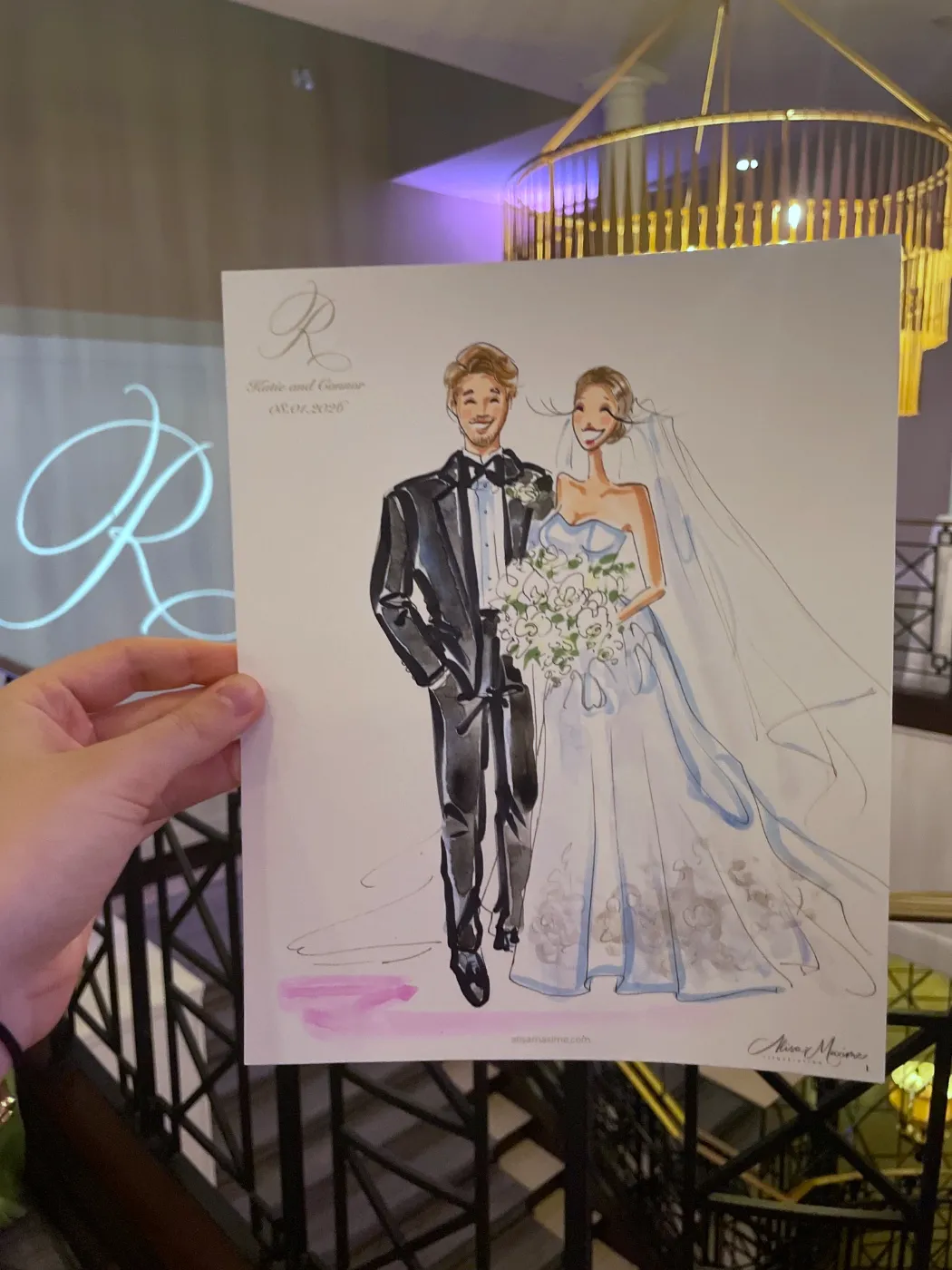 Live fashion sketch 2 from Wedding at River Crest Country Club, Fort Worth