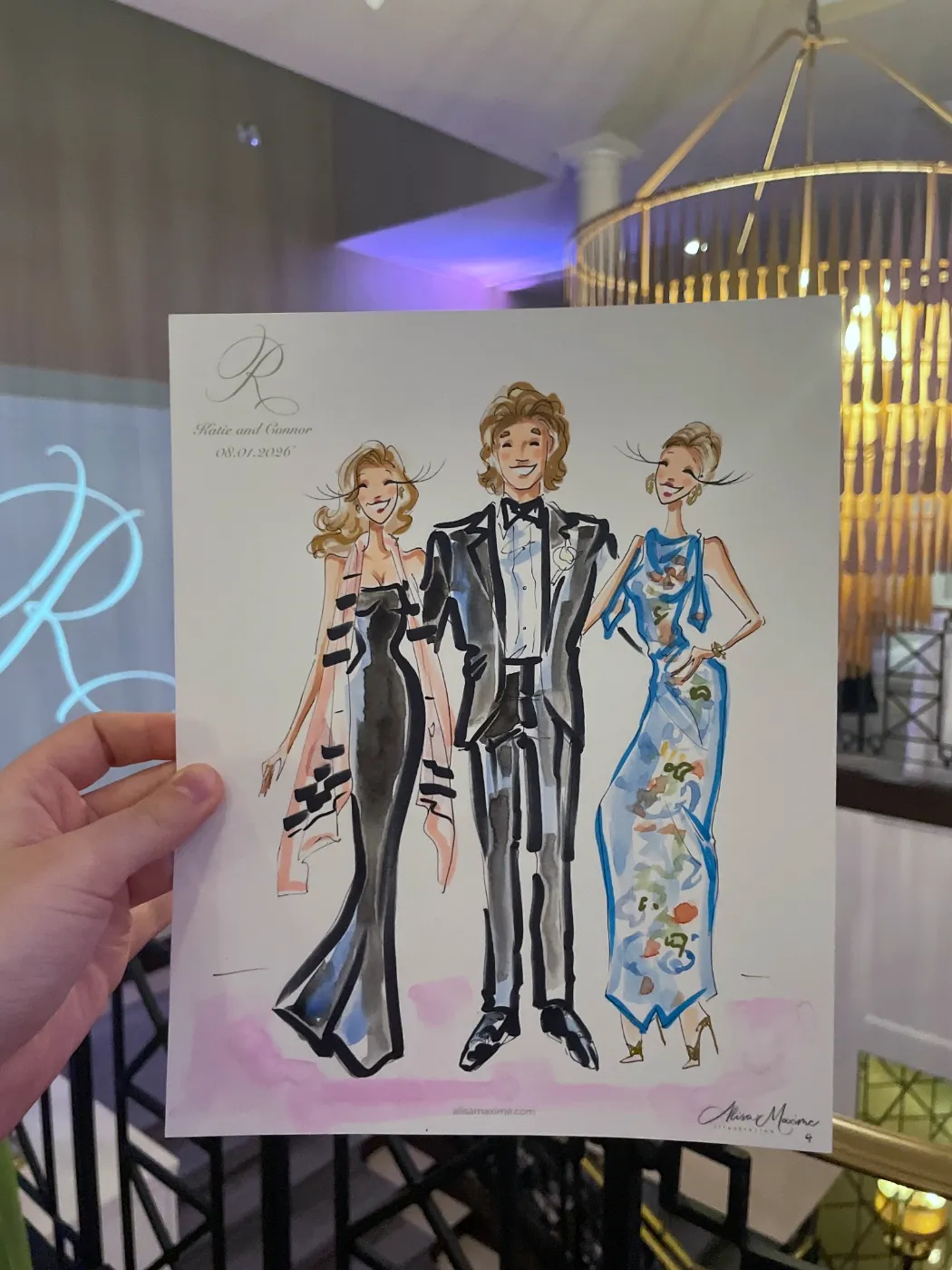 Live fashion sketch 5 from Wedding at River Crest Country Club, Fort Worth