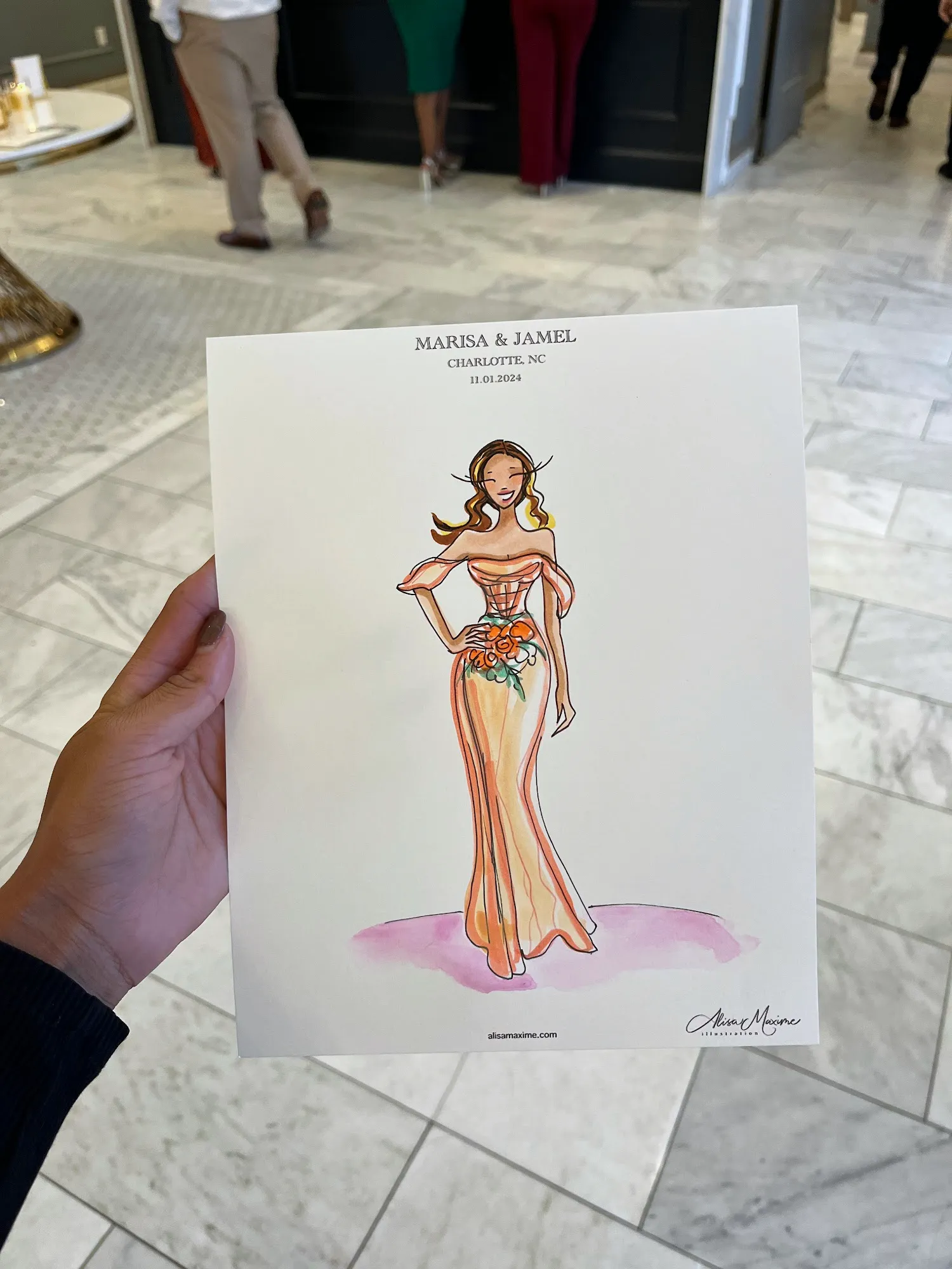 Live fashion sketch 4 from A Romantic Evening at the Crystal Ballroom in Charlotte