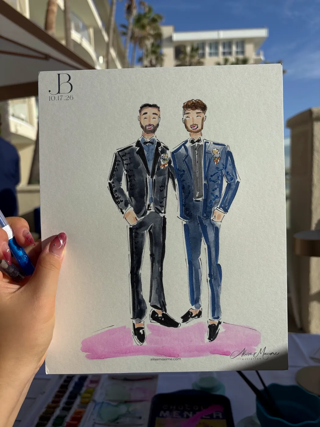 Live sketch from Wedding at Surf & Sand Laguna Beach
