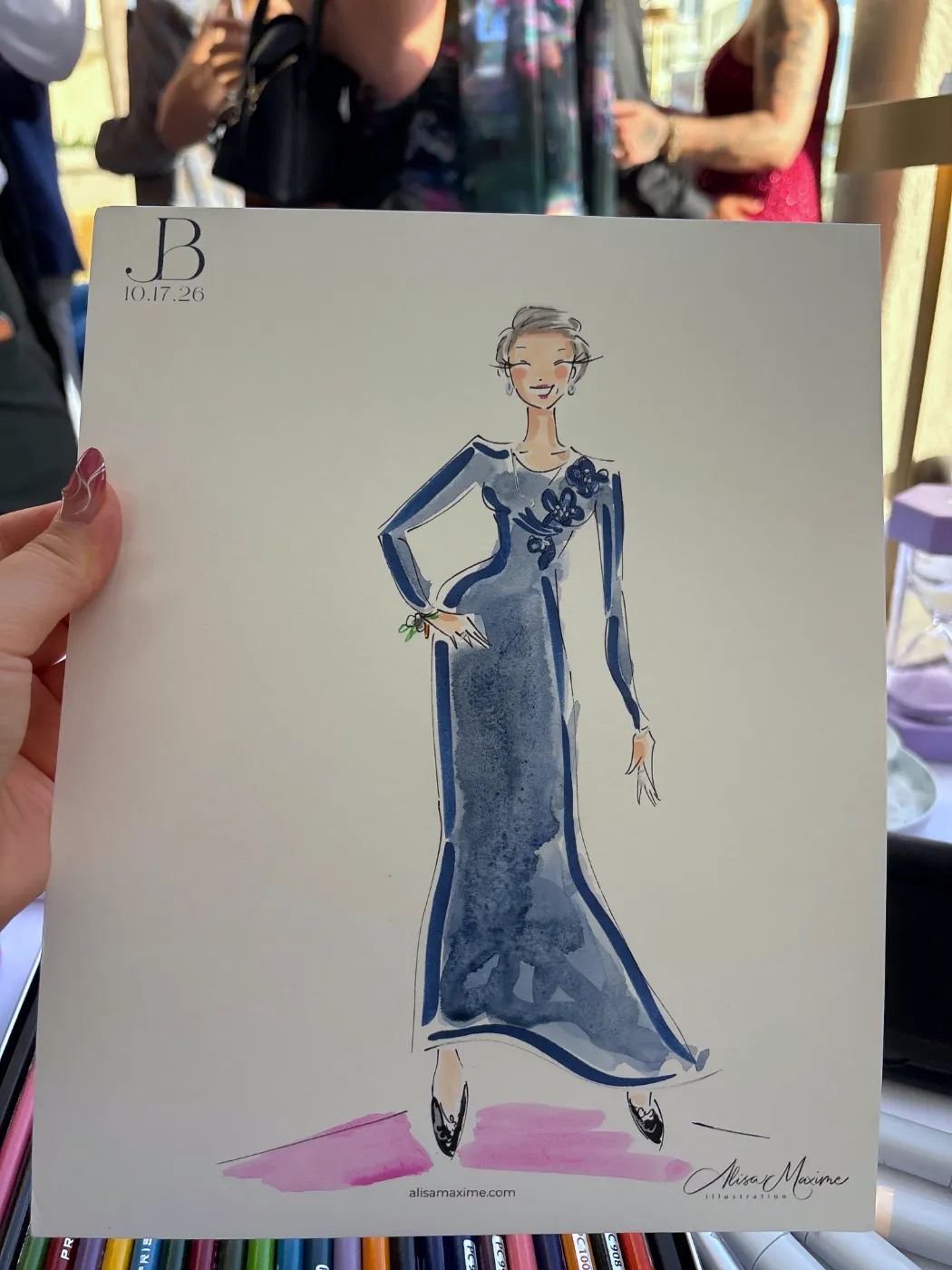 Live fashion sketch 5 from Wedding at Surf & Sand Laguna Beach