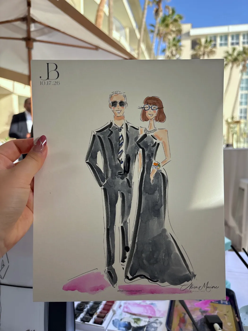 Live fashion sketch 4 from Wedding at Surf & Sand Laguna Beach