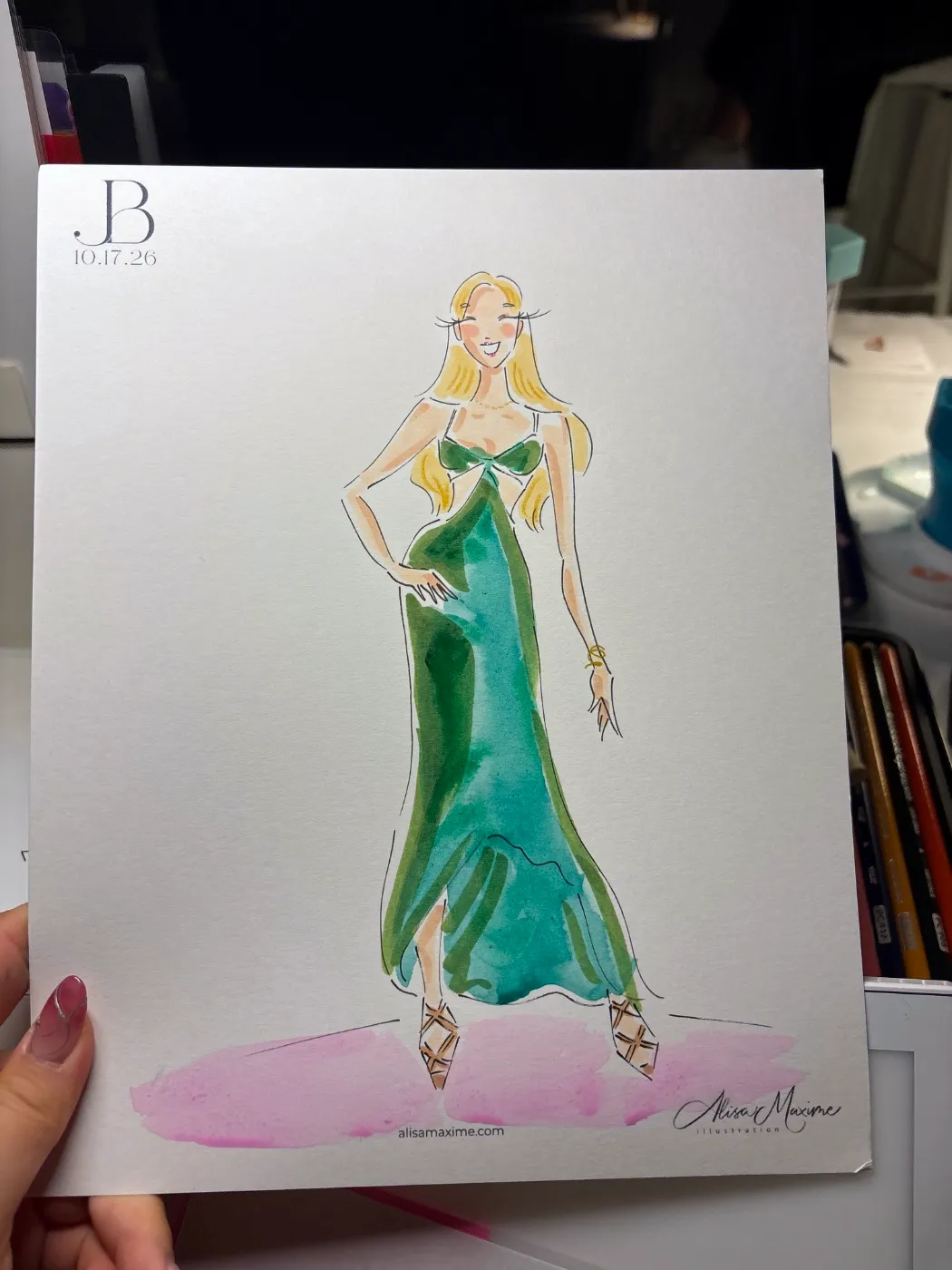 Live fashion sketch 13 from Wedding at Surf & Sand Laguna Beach