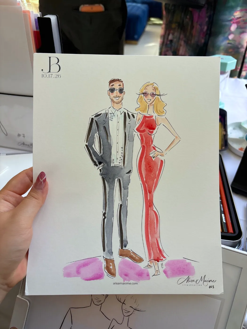 Live fashion sketch 3 from Wedding at Surf & Sand Laguna Beach