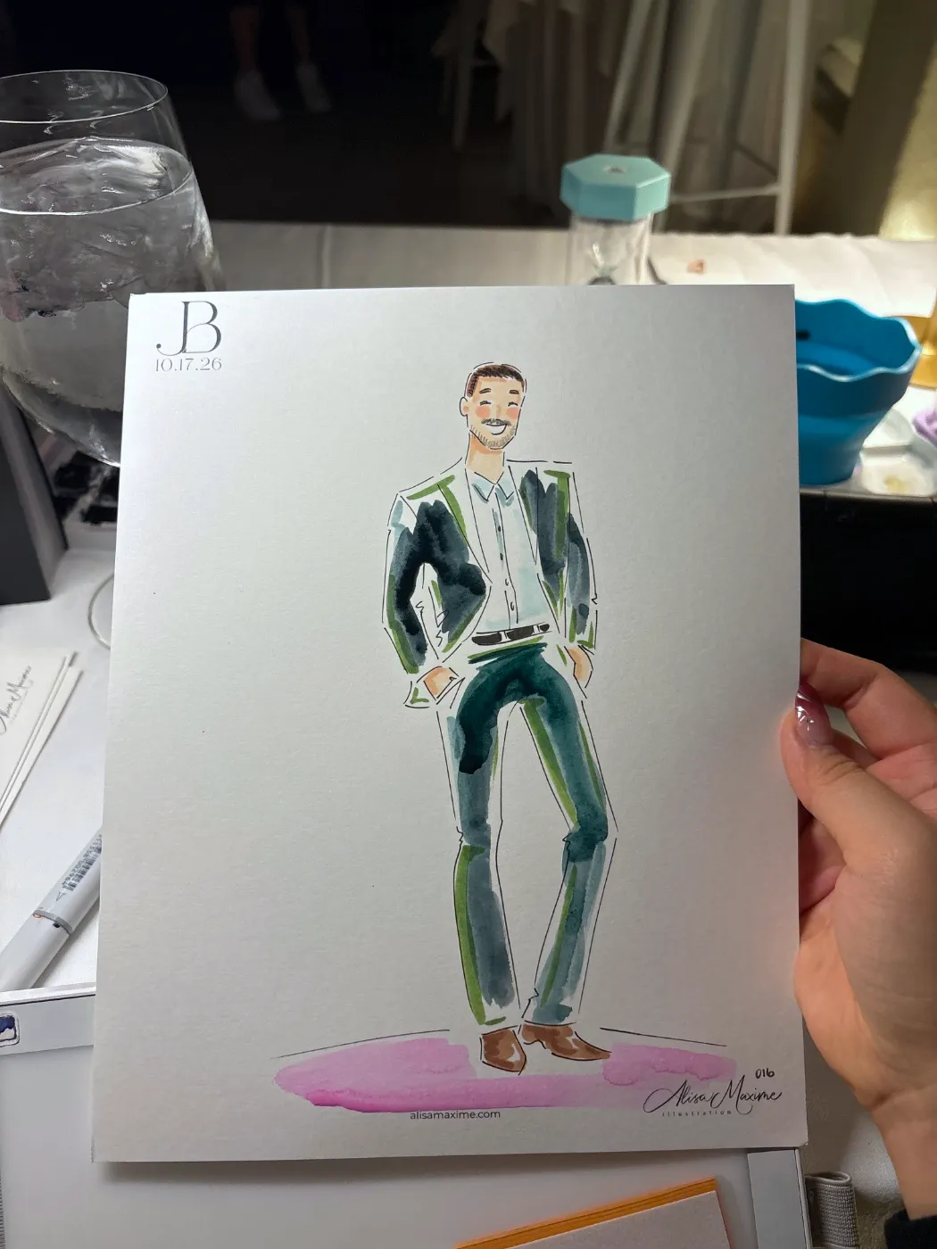 Live fashion sketch 16 from Wedding at Surf & Sand Laguna Beach
