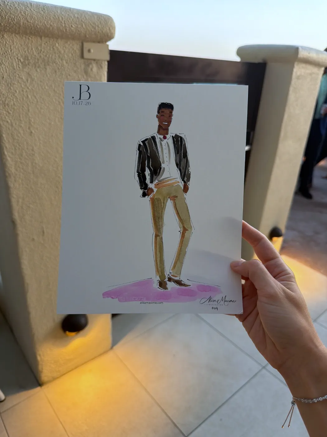 Live fashion sketch 9 from Wedding at Surf & Sand Laguna Beach