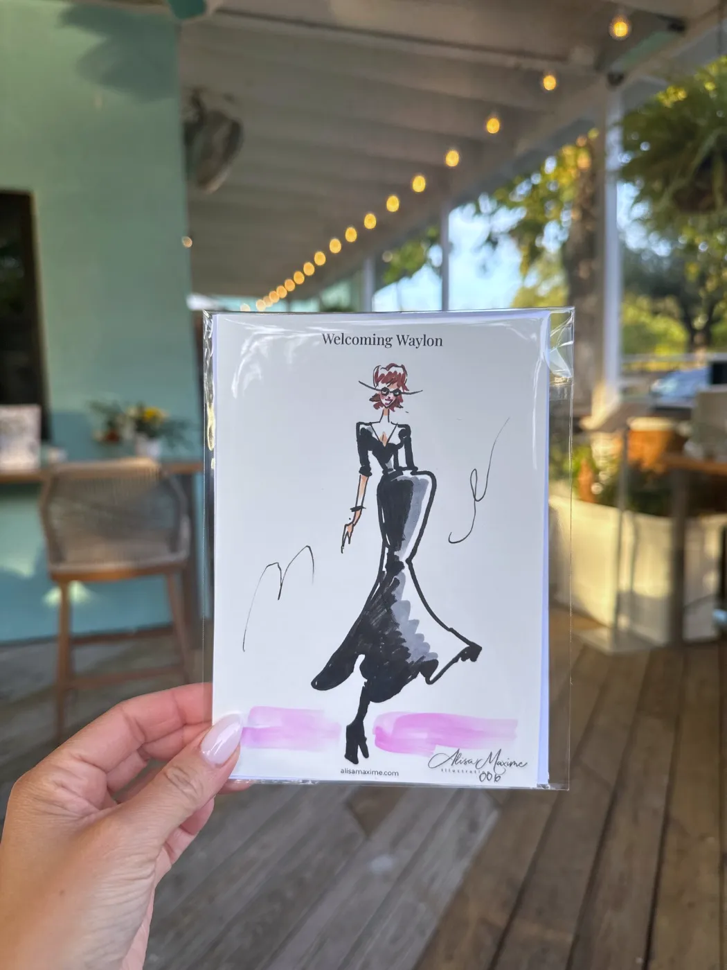 Live fashion sketch 5 from Baby Shower at Quince Lakehouse, Austin