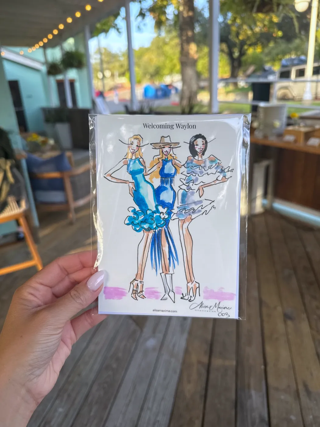 Live sketch from Baby Shower at Quince Lakehouse, Austin
