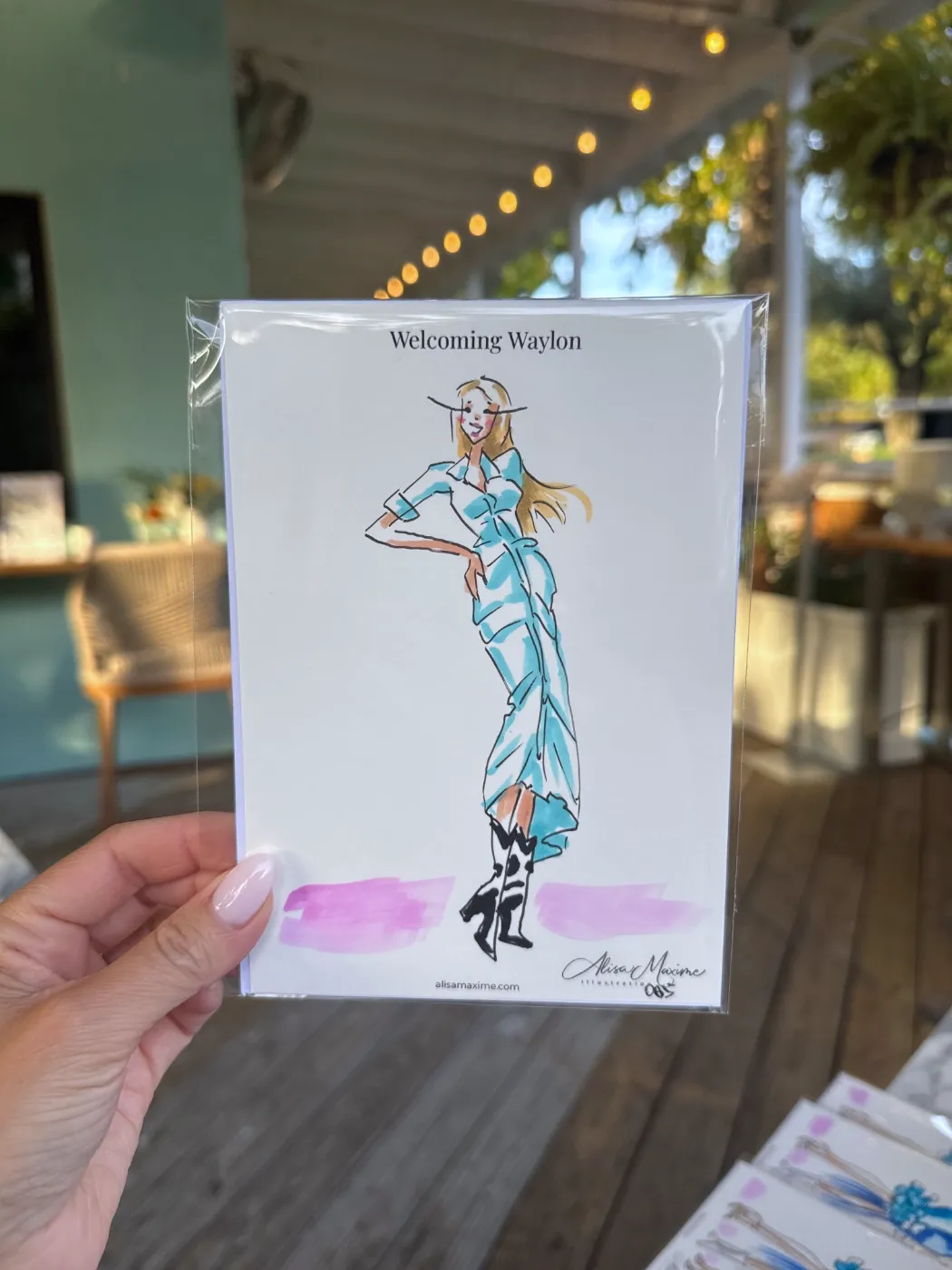 Live fashion sketch 4 from Baby Shower at Quince Lakehouse, Austin