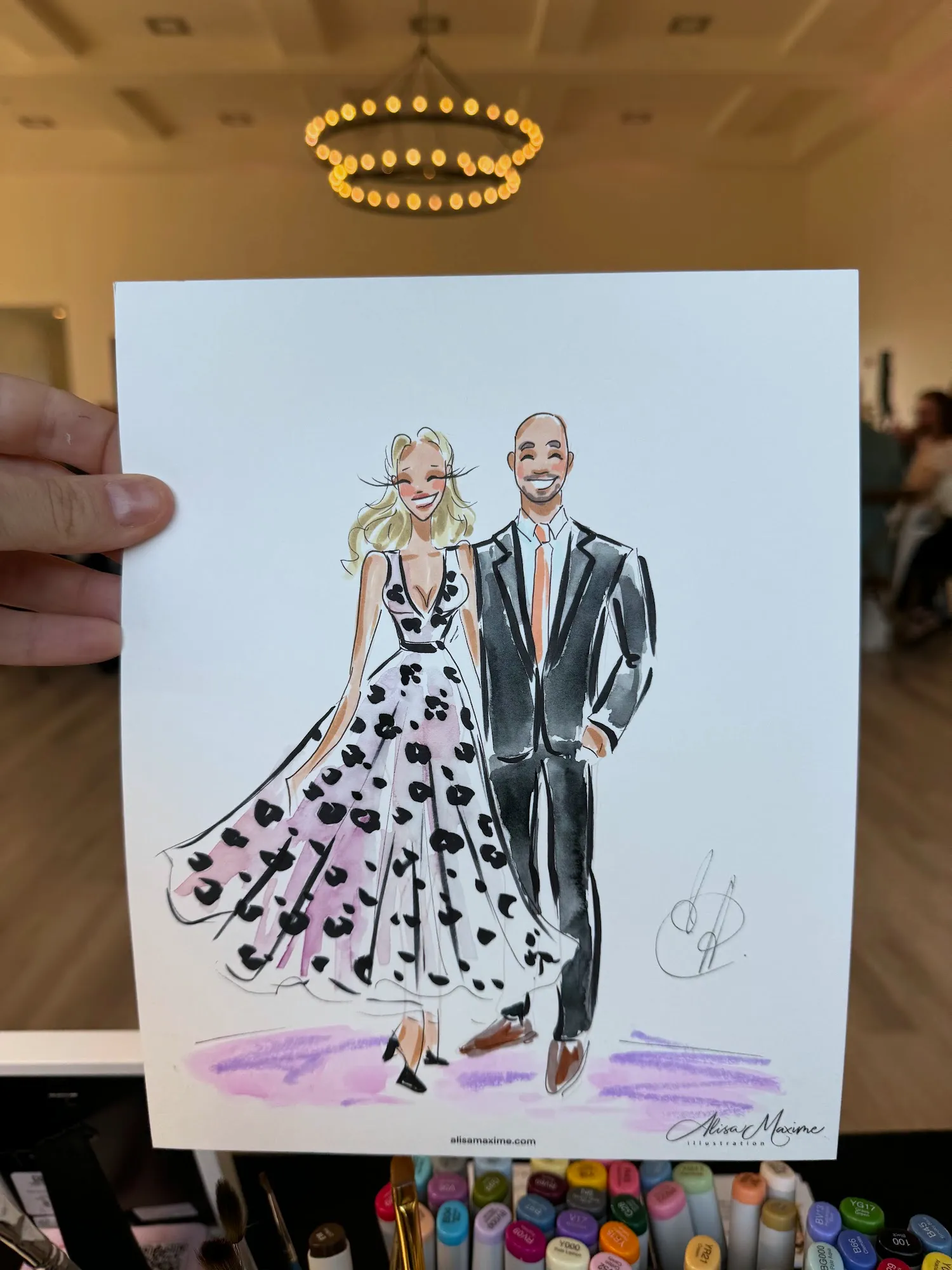 Live sketch from Elegant Wedding Celebration in Austin, TX