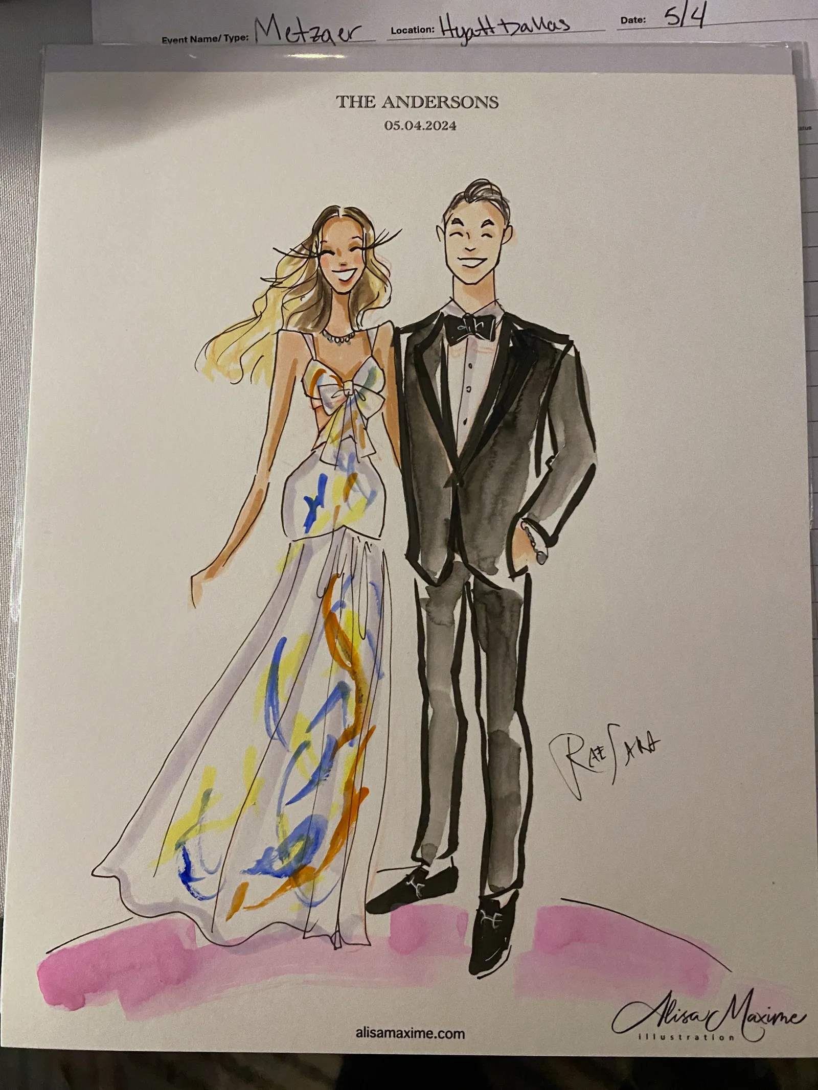 Live fashion sketch 5 from Elegant Wedding Celebration at Thompson Dallas