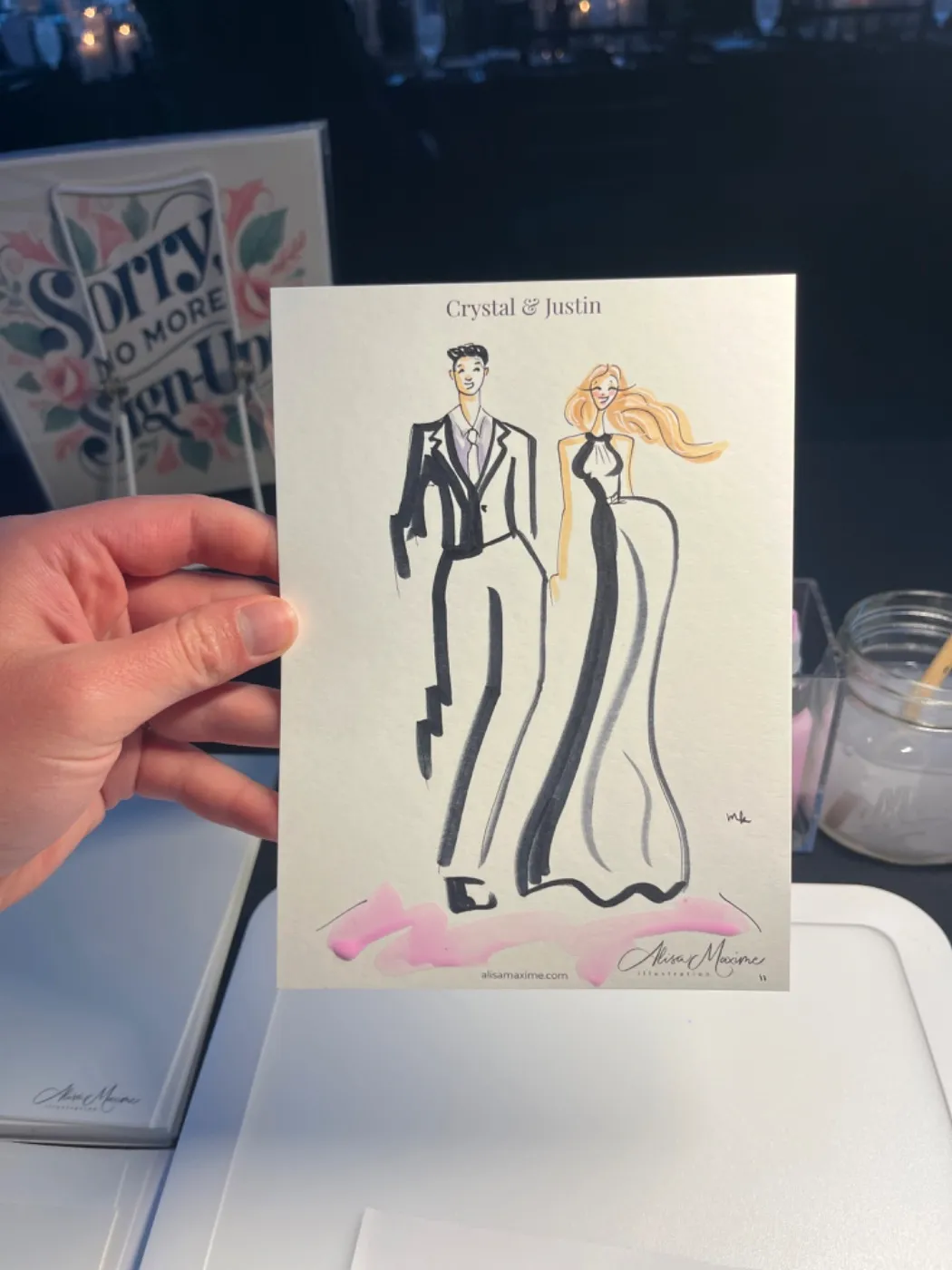 Live fashion sketch 11 from Wedding at Adler Planetarium, Chicago
