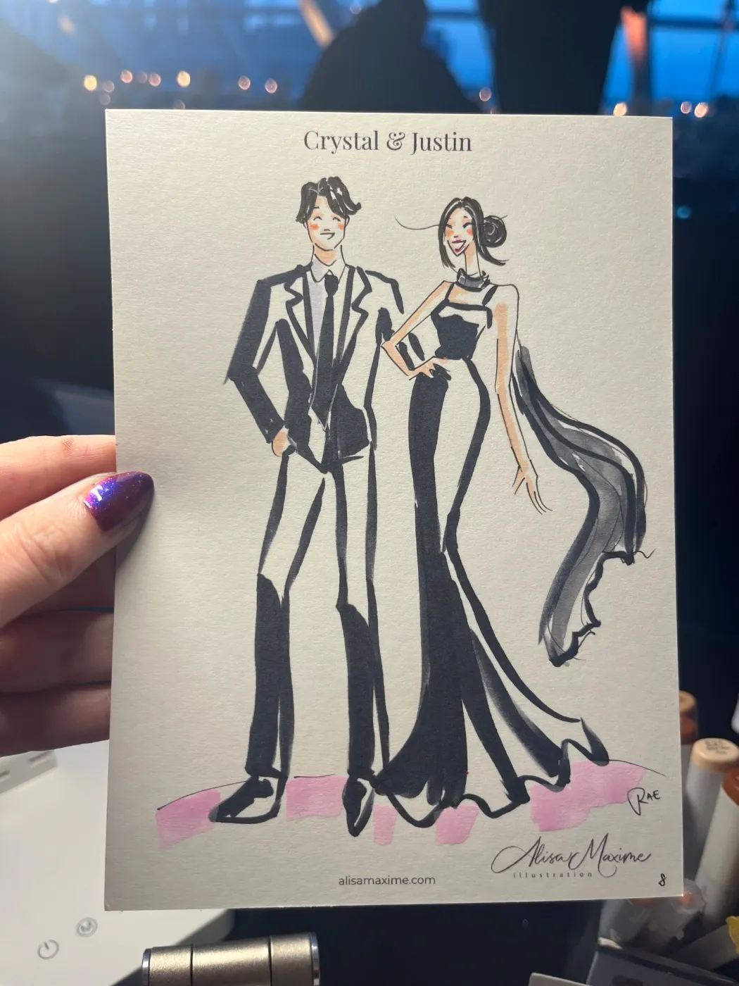 Live fashion sketch 9 from Wedding at Adler Planetarium, Chicago