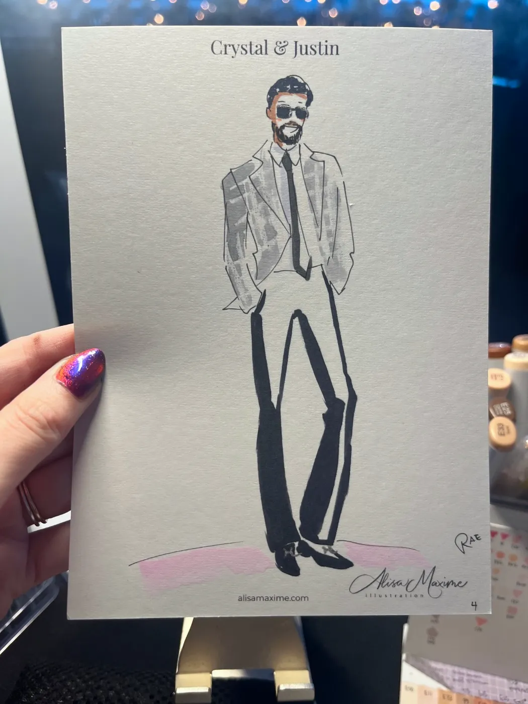Live fashion sketch 5 from Wedding at Adler Planetarium, Chicago