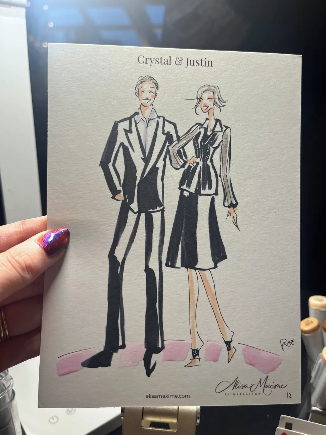 Live fashion sketch 12 from Wedding at Adler Planetarium, Chicago