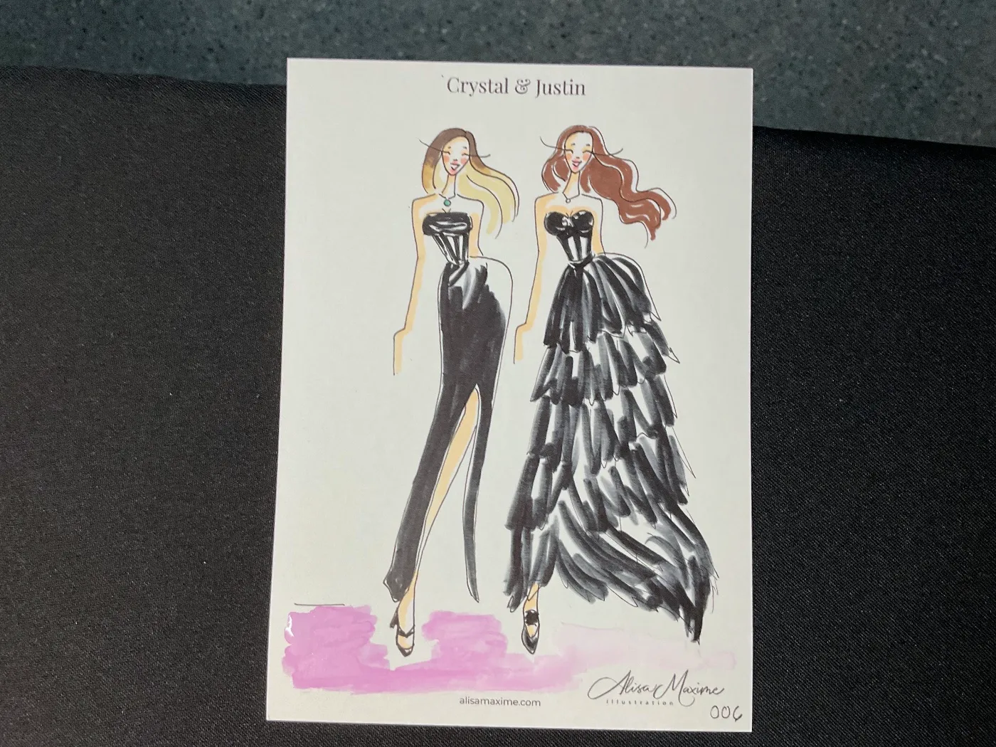 Live fashion sketch 7 from Wedding at Adler Planetarium, Chicago